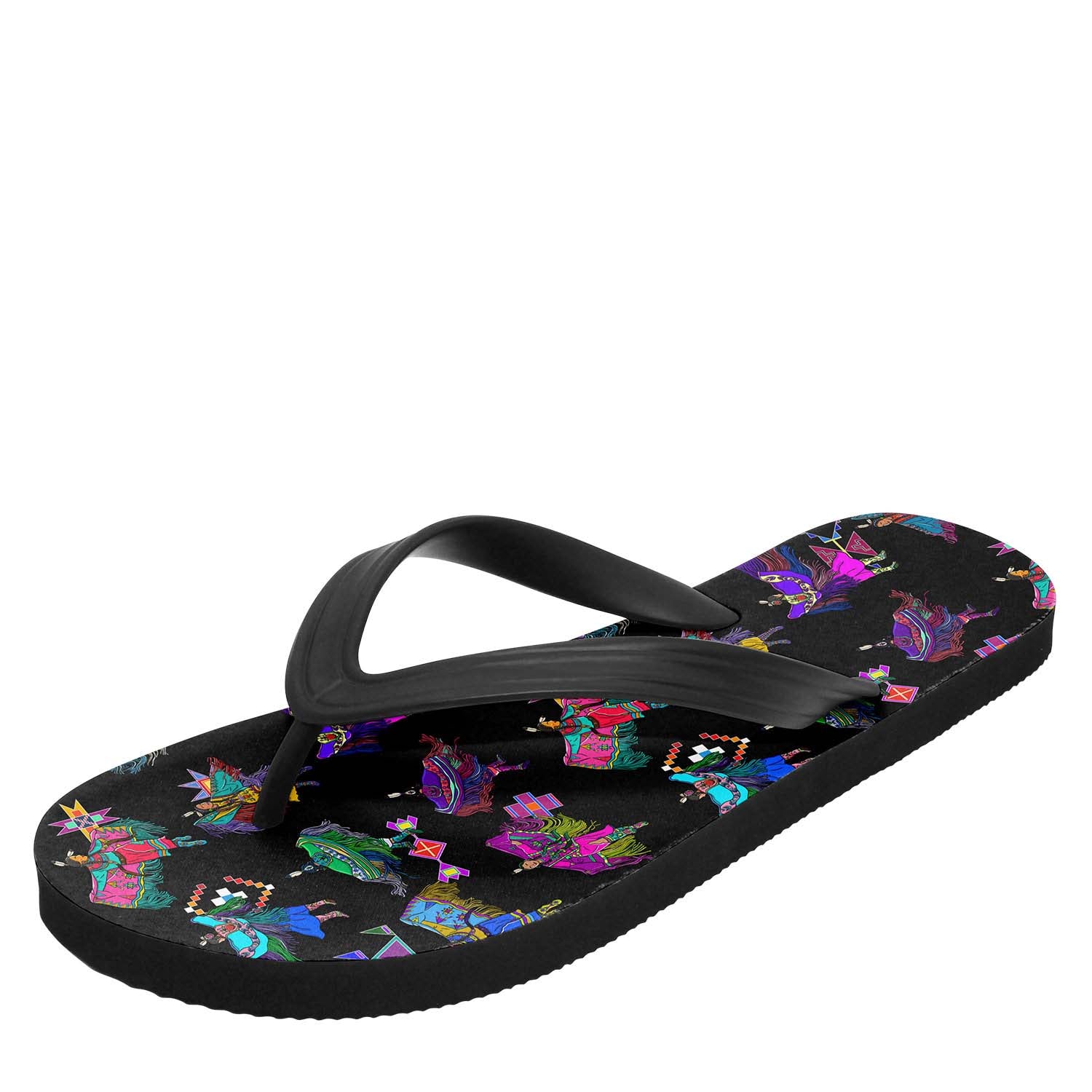 Women's Fancy Dancers Black Flip Flops