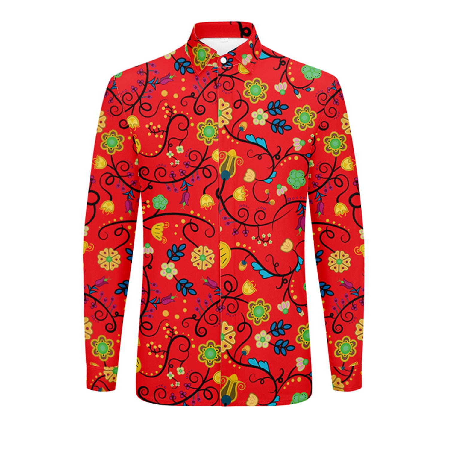 Nipin Blossom Fire Men's Long Sleeve Dress Shirt