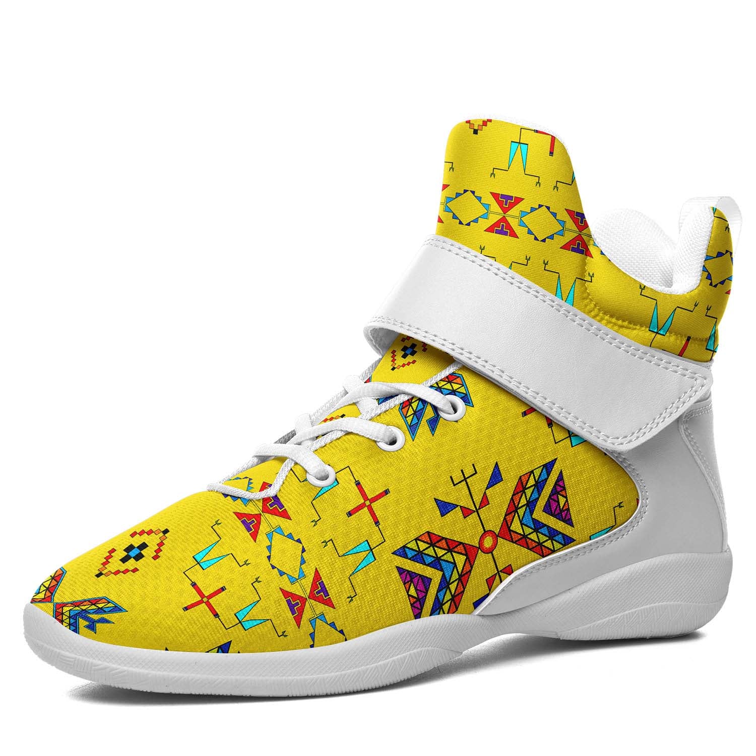 Rainy Chief Rainbow Yellow Ipottaa Basketball / Sport High Top Shoes - White Sole