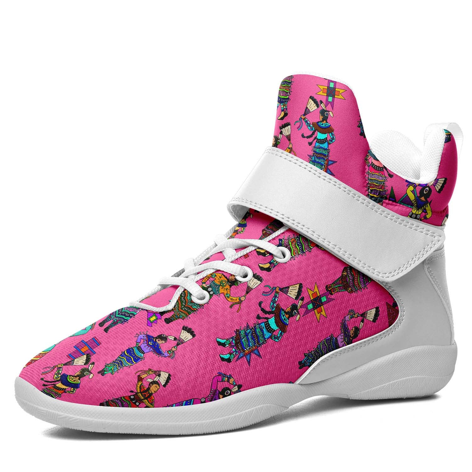 Women's Jingle Dancers Pink Ipottaa Basketball / Sport High Top Shoes - White Sole