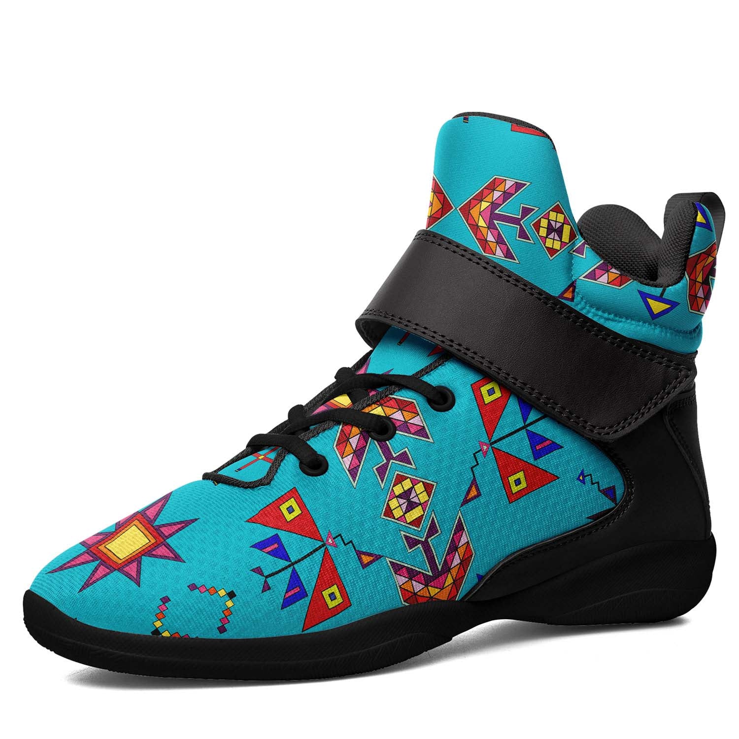 Scattered Generations Turquoise Ipottaa Basketball / Sport High Top Shoes - Black Sole