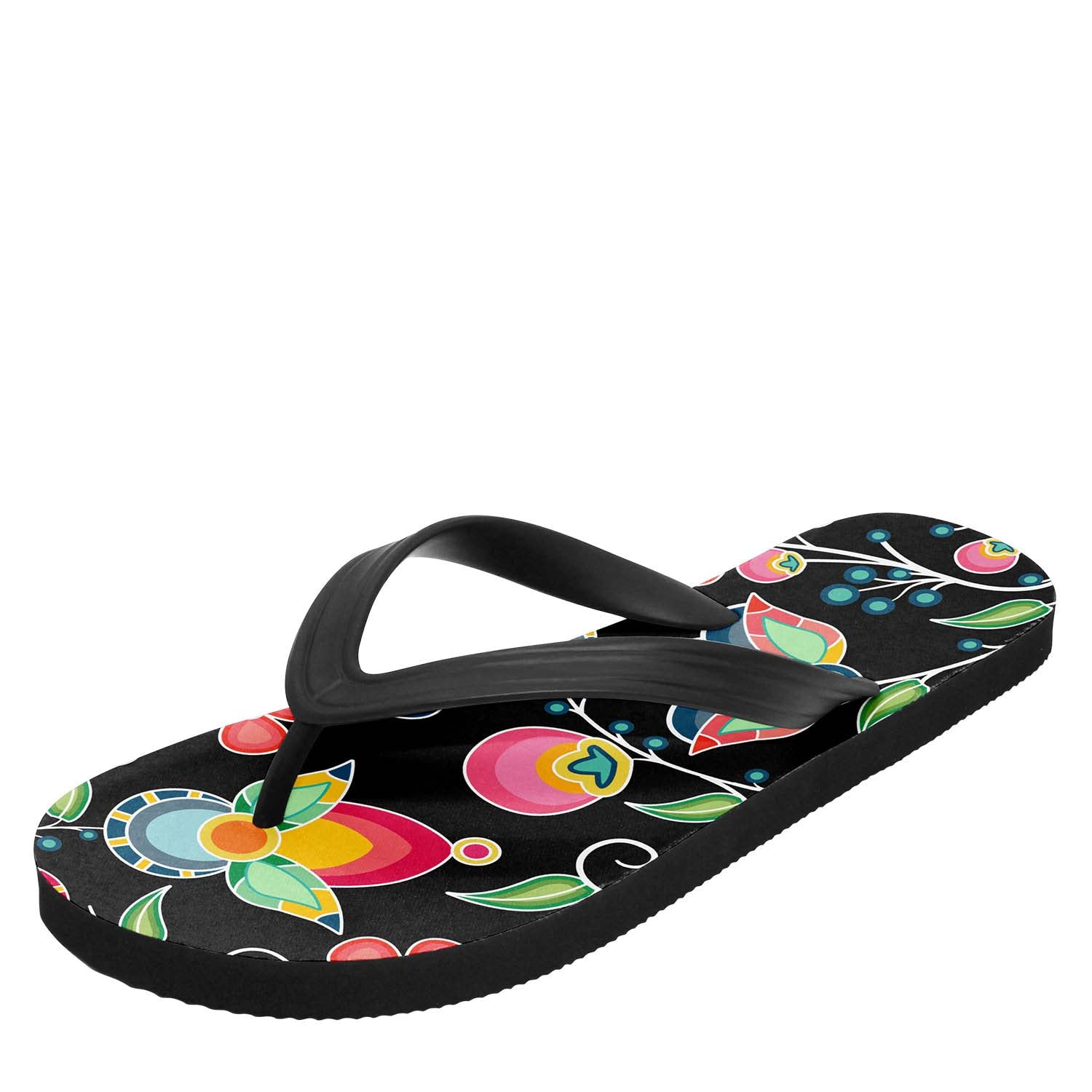 Floral Bounty Black Flip Flops