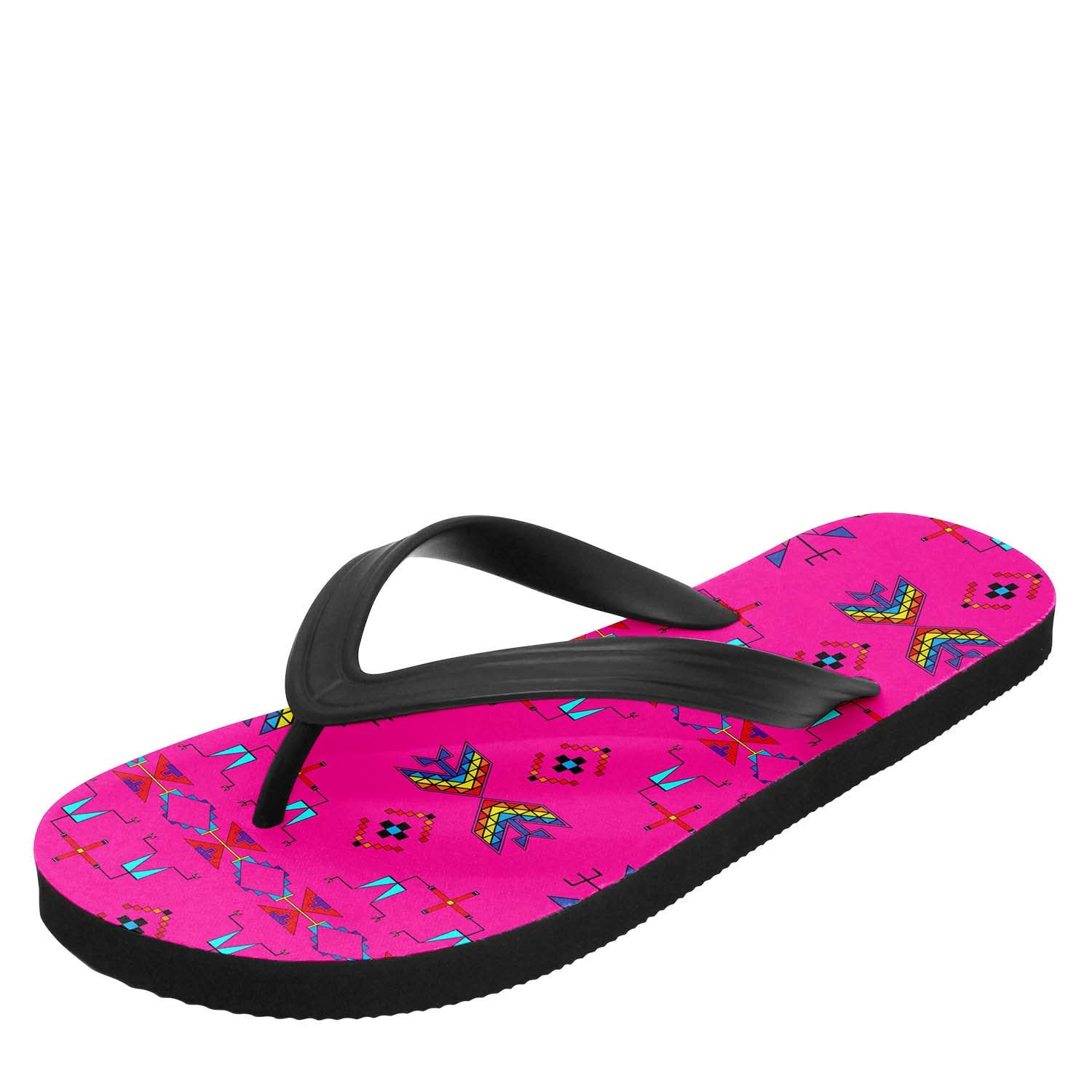 Rainy Chief Rainbow Hot Pink Flip Flops