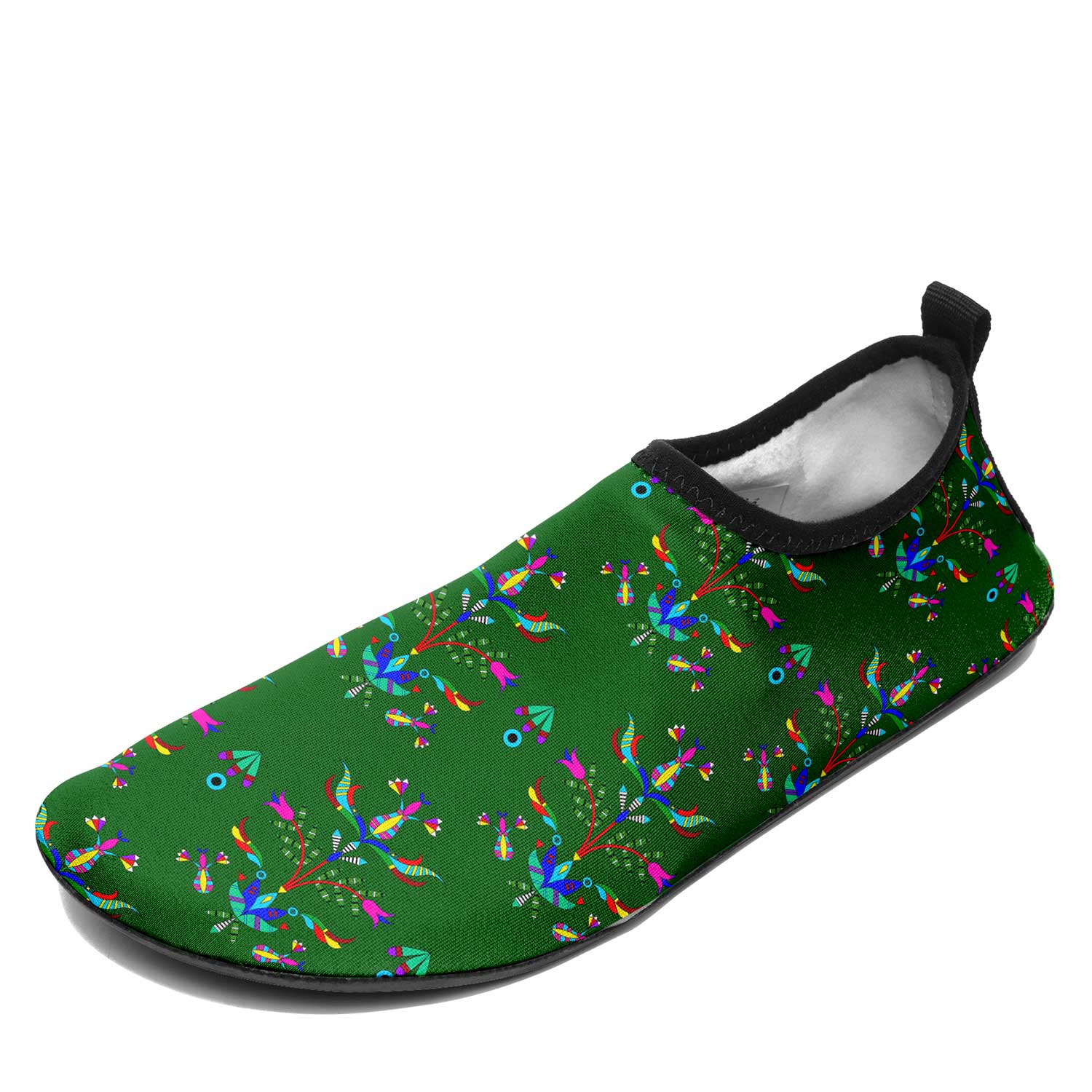Dakota Damask Green Kid's Sockamoccs Slip On Shoes