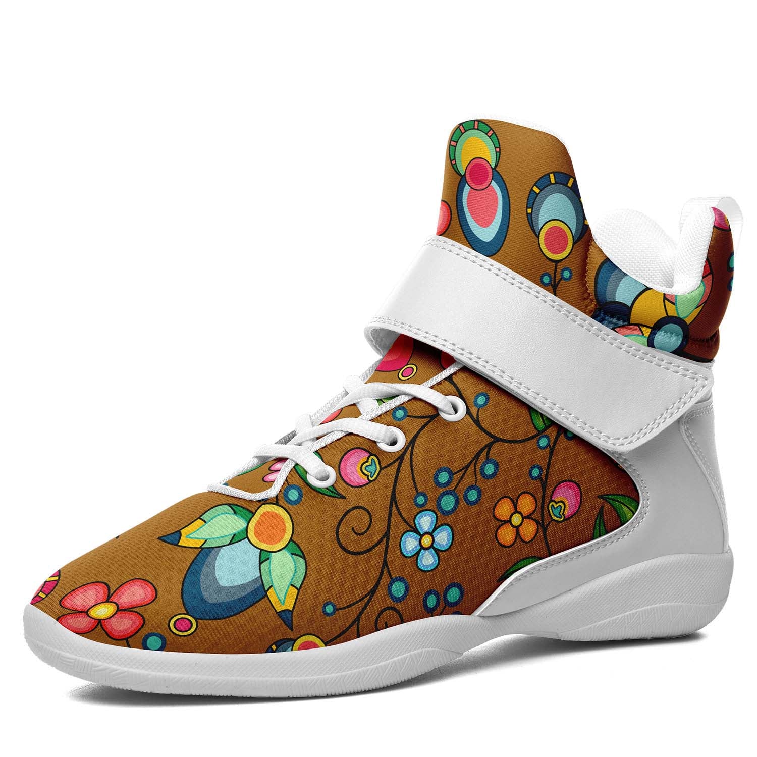 Floral Bounty Fall Leaves Ipottaa Basketball / Sport High Top Shoes - White Sole