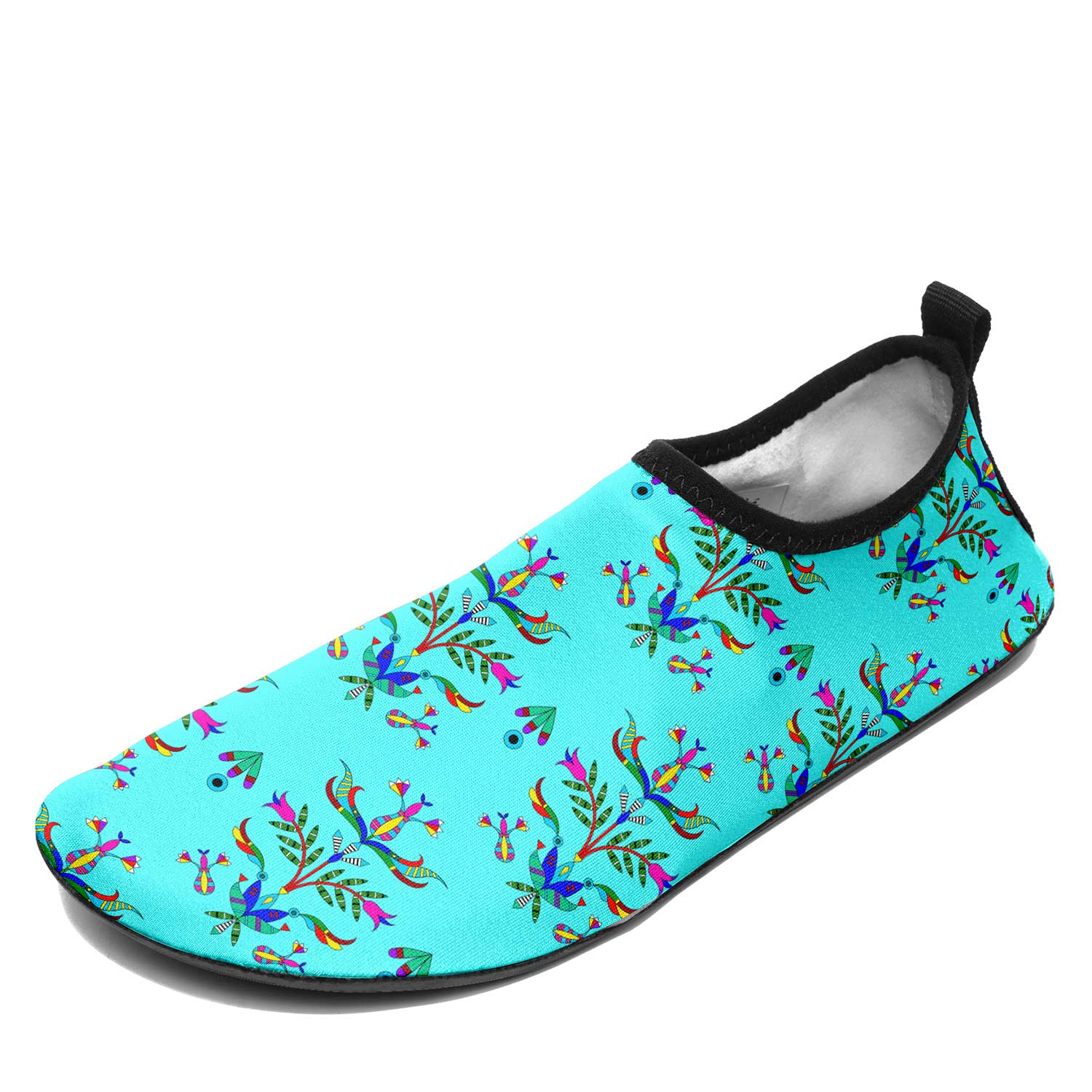 Dakota Damask Turquoise Kid's Sockamoccs Slip On Shoes