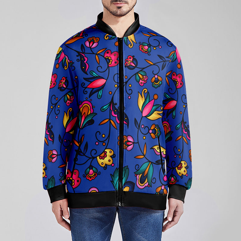 Copper Prairie Petals Blue Youth Zippered Collared Lightweight Jacket