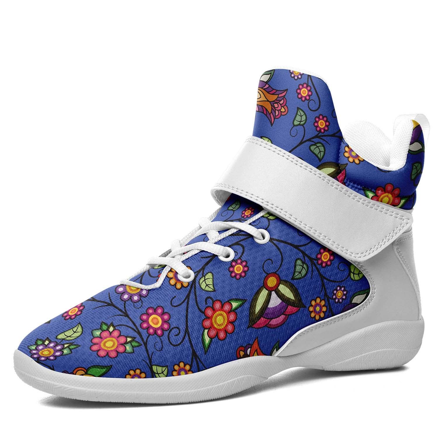 Heartbeat Petals Blue Ipottaa Basketball / Sport High Top Shoes - White Sole