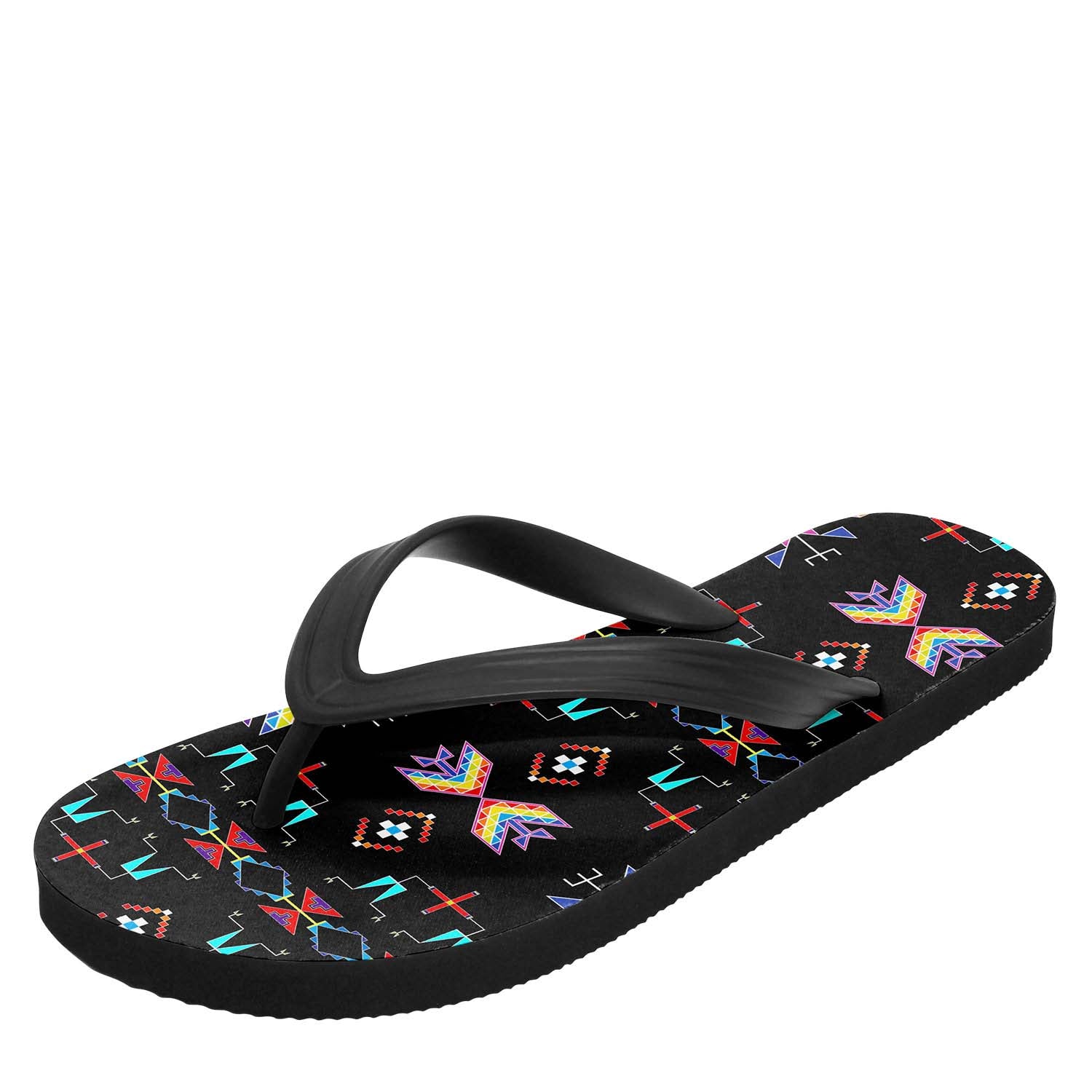 Floral Bounty Black Flip Flops