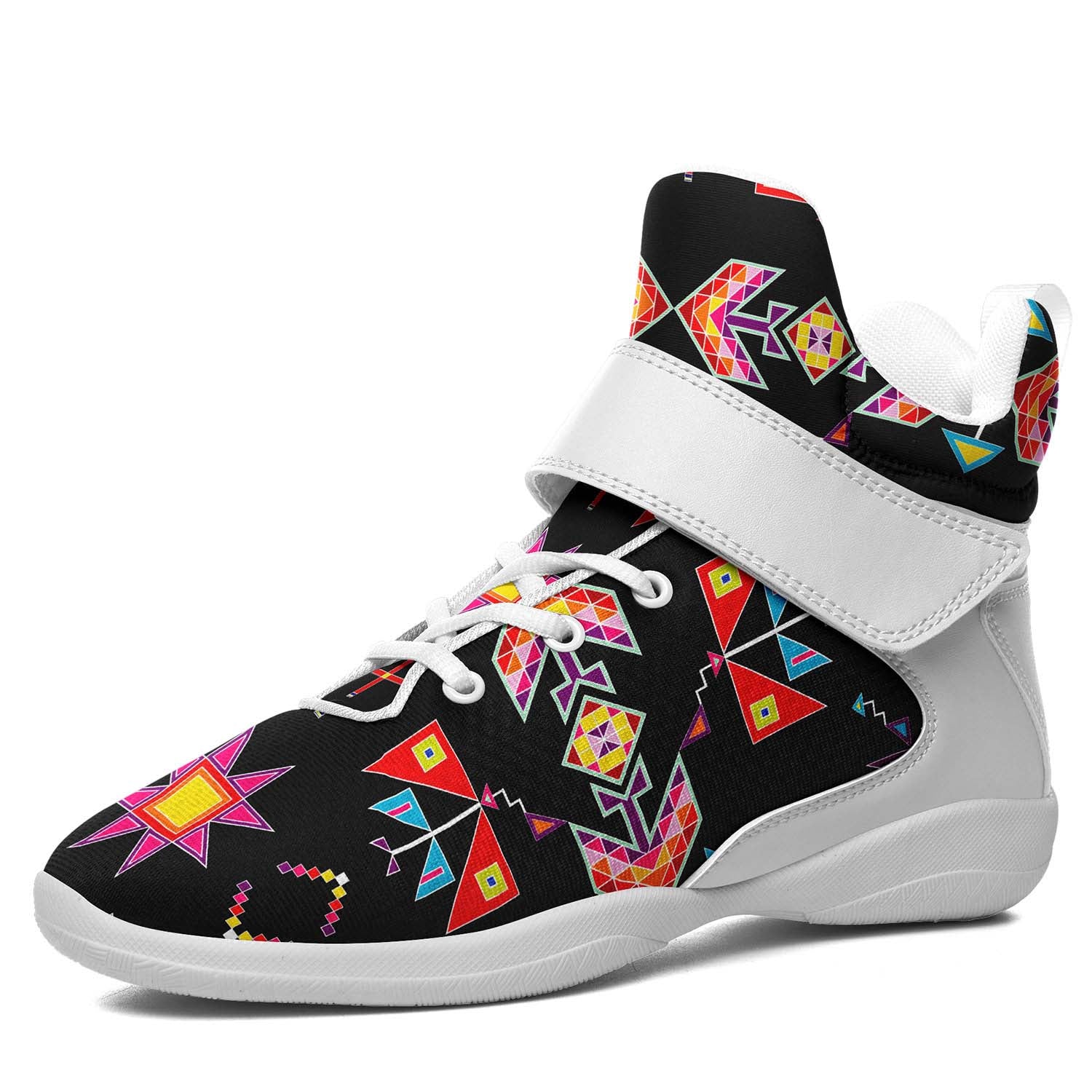 Scattered Generations Black Ipottaa Basketball / Sport High Top Shoes - White Sole
