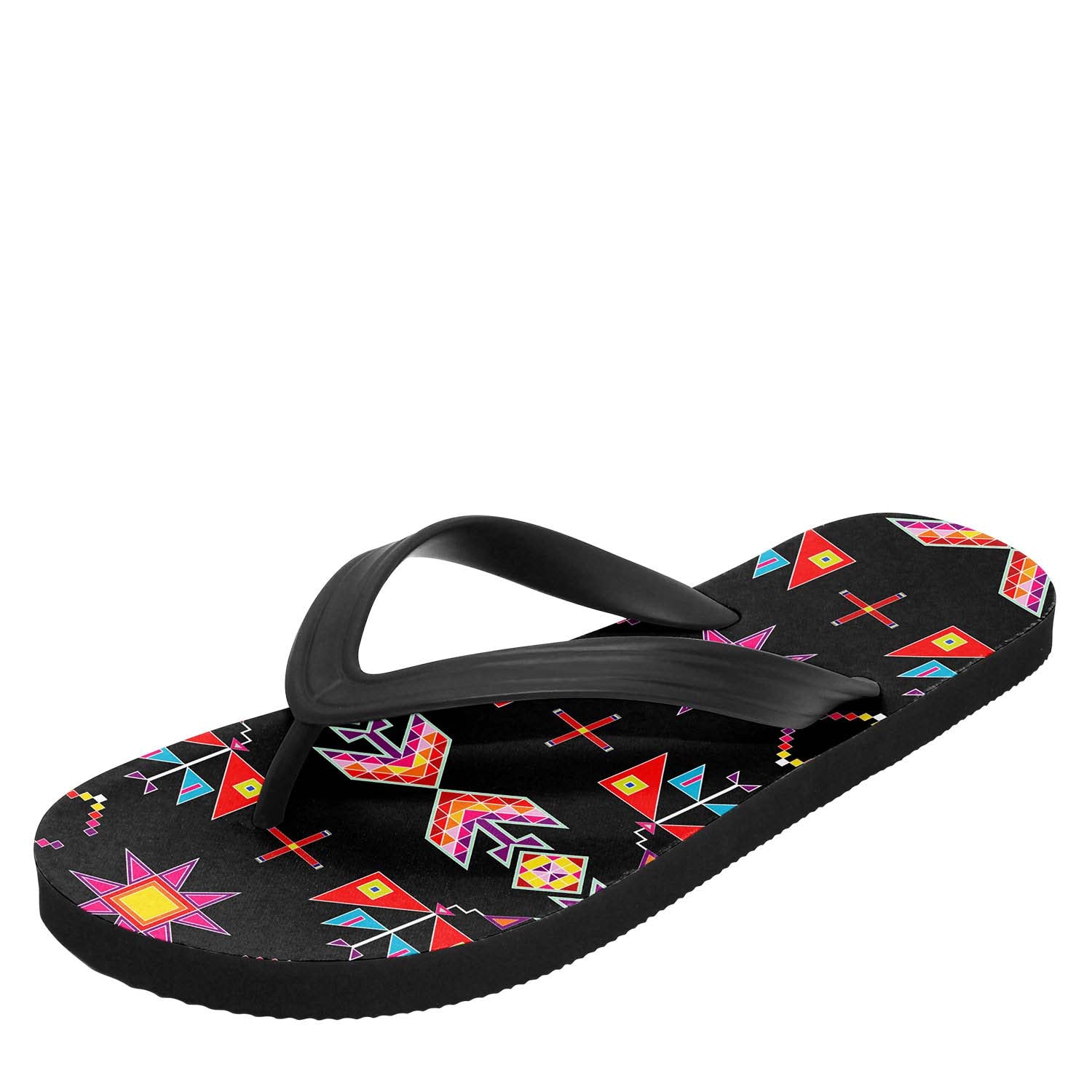 Scattered Generations Black Flip Flops