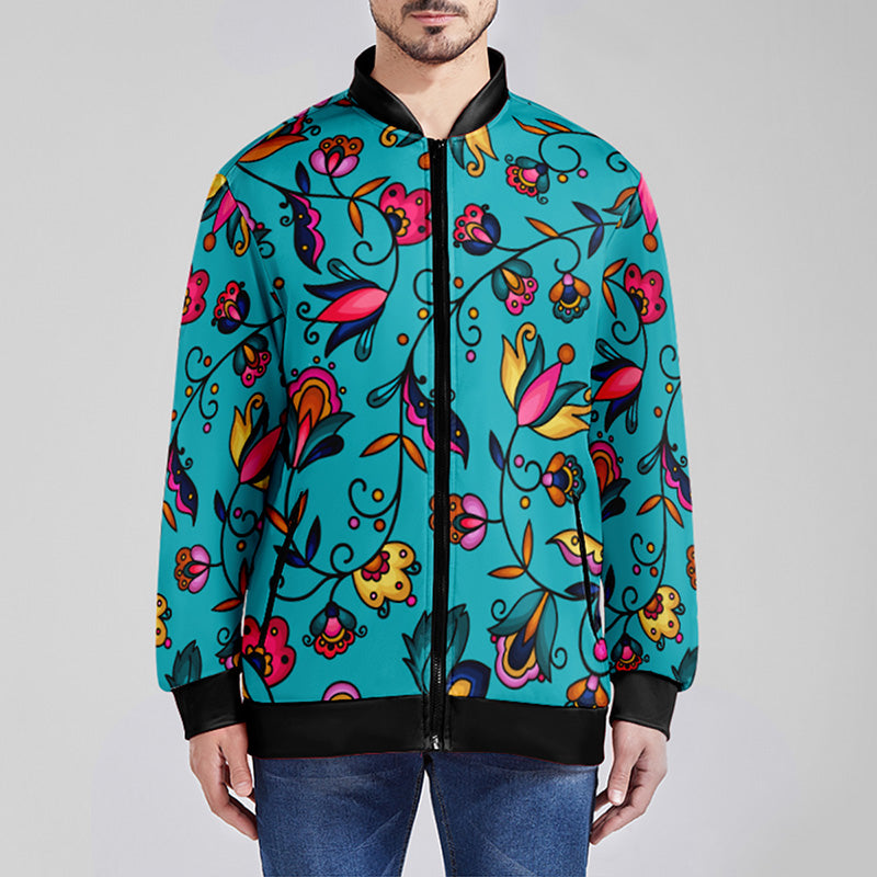 Copper Prairie Petals Turquoise Zippered Collared Lightweight Jacket