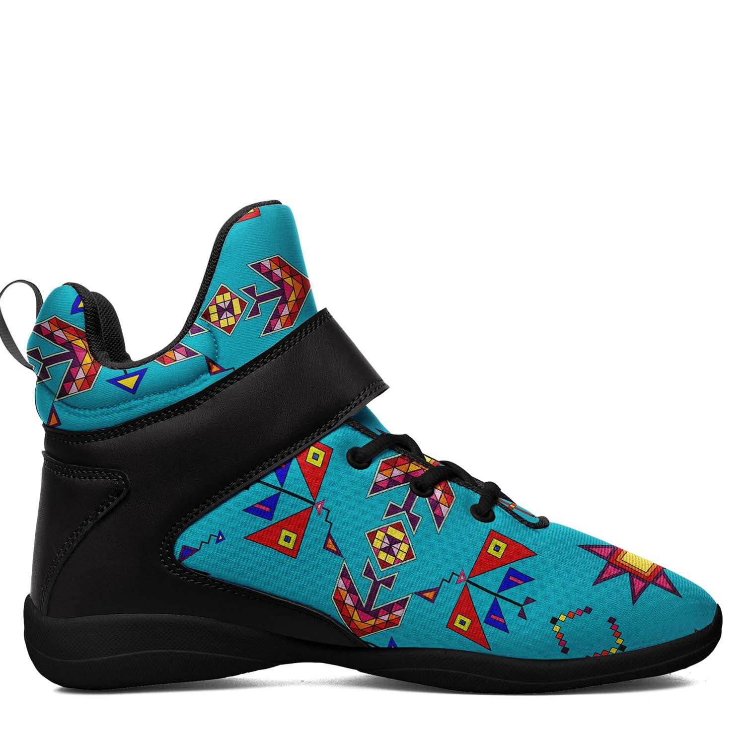 Scattered Generations Turquoise Ipottaa Basketball / Sport High Top Shoes - Black Sole