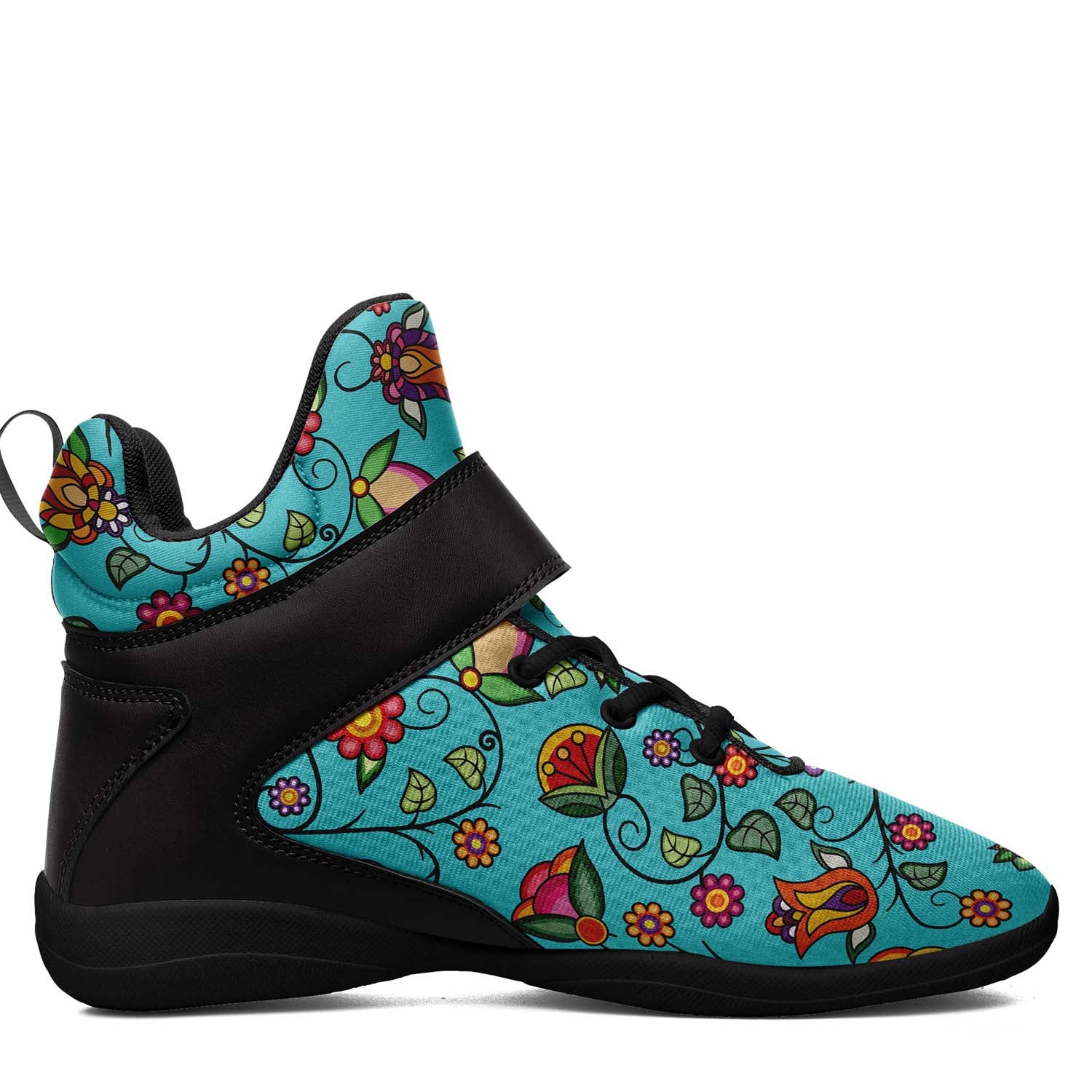 Heartbeat Petals Turquoise Ipottaa Basketball / Sport High Top Shoes - Black Sole