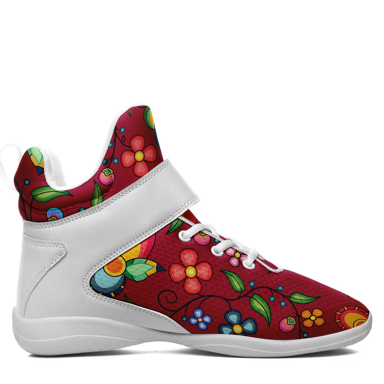 Floral Bounty Magenta Leaves Ipottaa Basketball / Sport High Top Shoes - White Sole