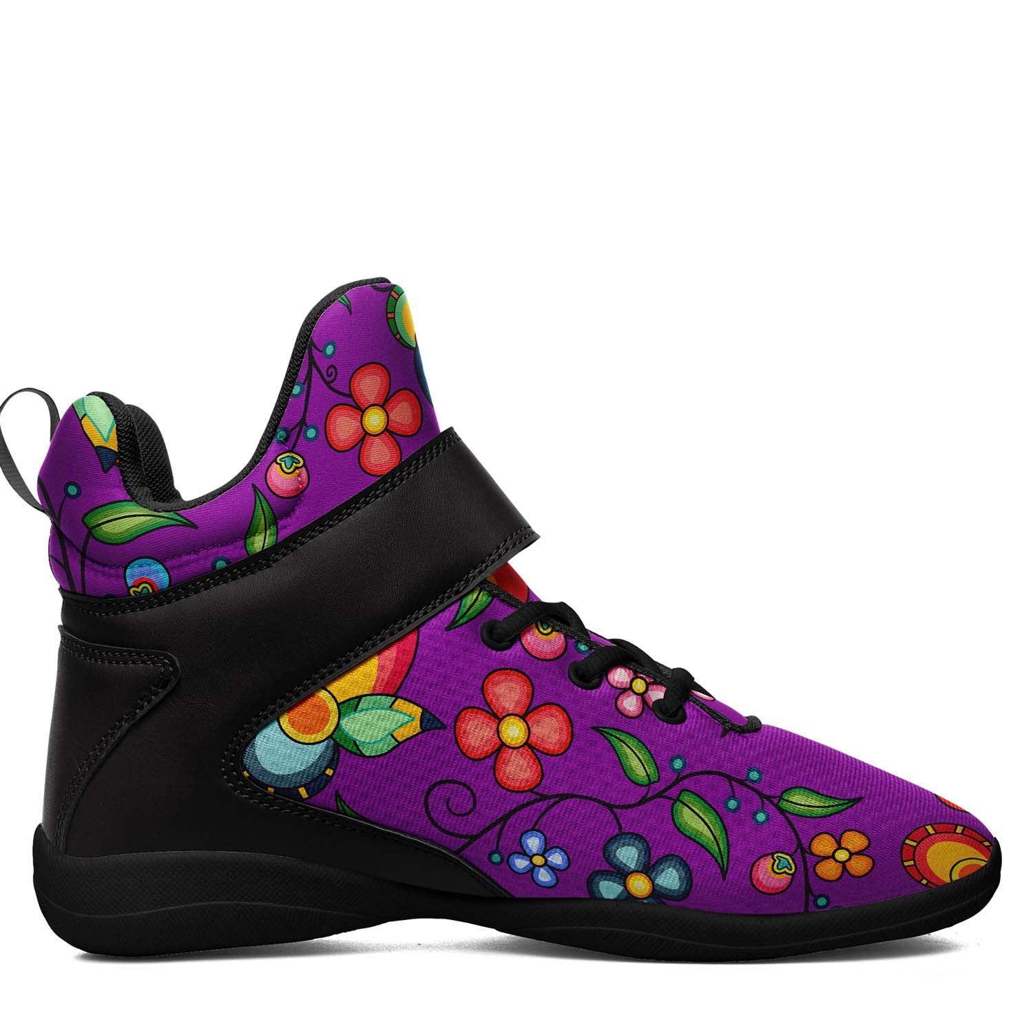 Floral Bounty Purple Ipottaa Basketball / Sport High Top Shoes - Black Sole