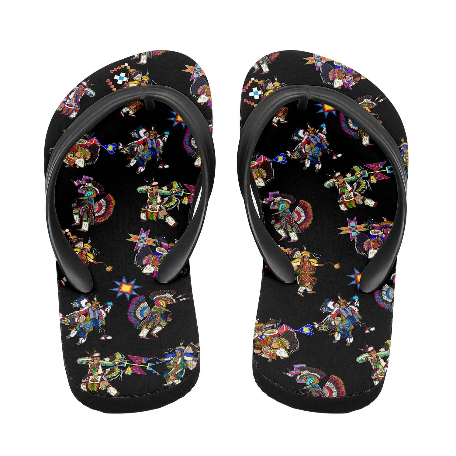 Men's Fancy Dancer Black Flip Flops