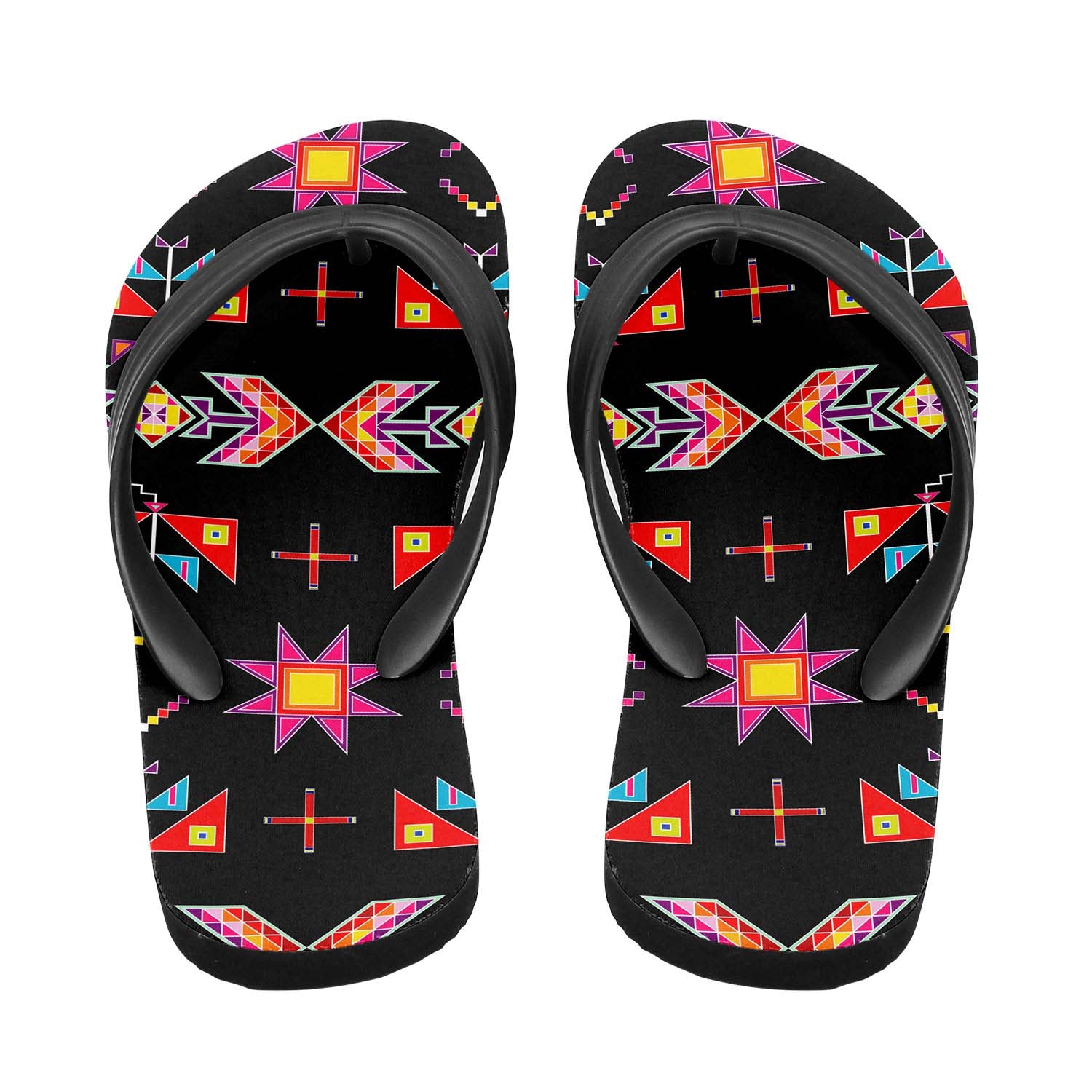Scattered Generations Black Flip Flops