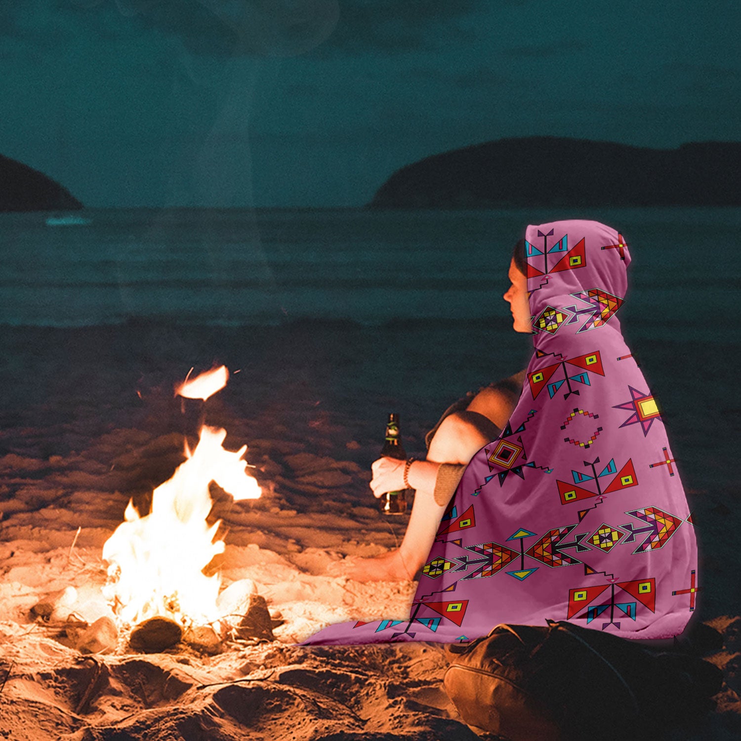 Scattered Generations Pink Hooded Blanket