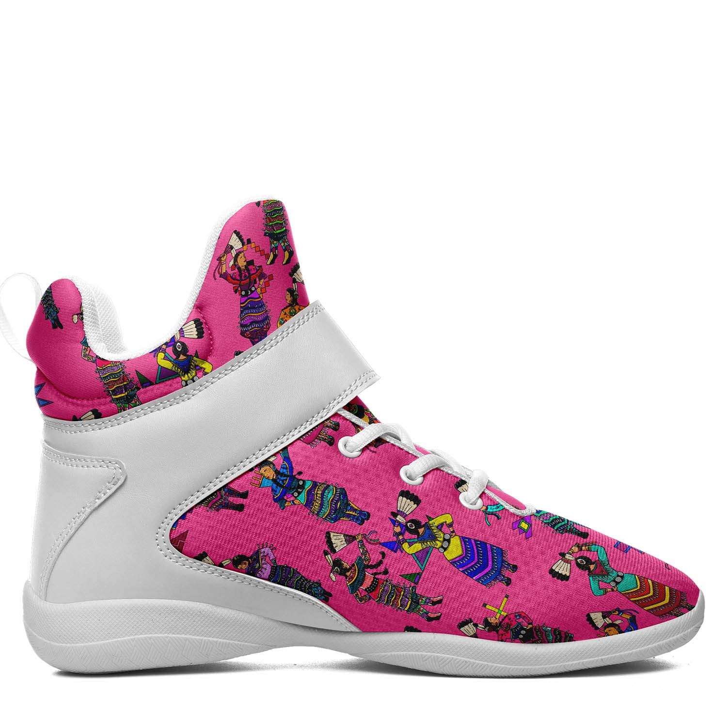 Women's Jingle Dancers Pink Ipottaa Basketball / Sport High Top Shoes - White Sole