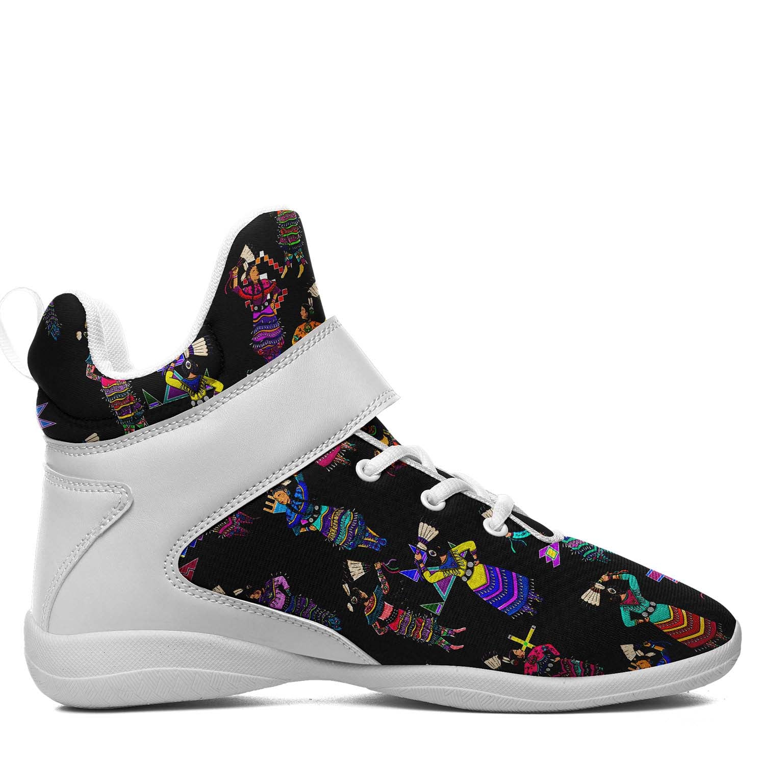 Women's Jingle Dancers Black Ipottaa Basketball / Sport High Top Shoes - White Sole