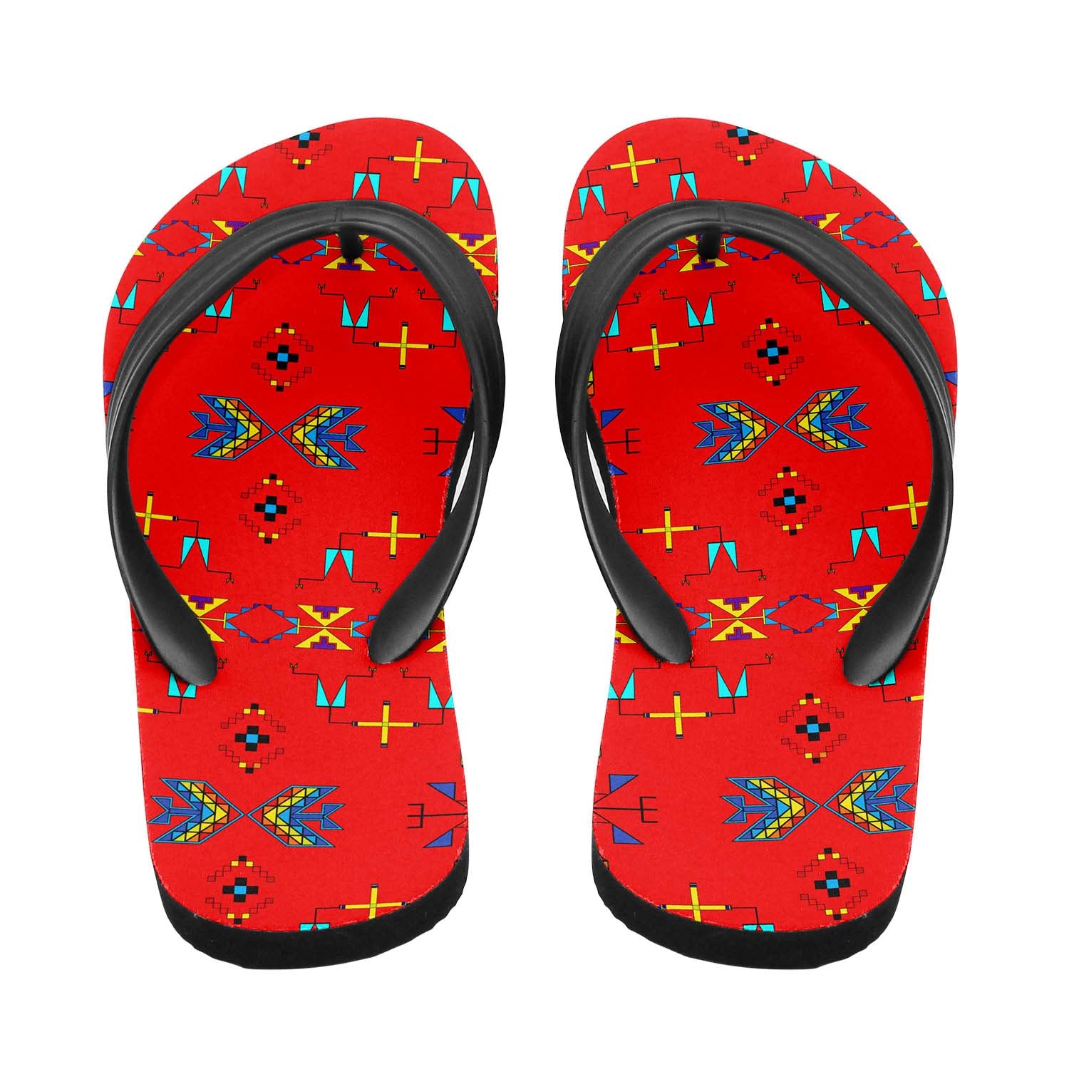 Rainy Chief Rainbow Red Flip Flops