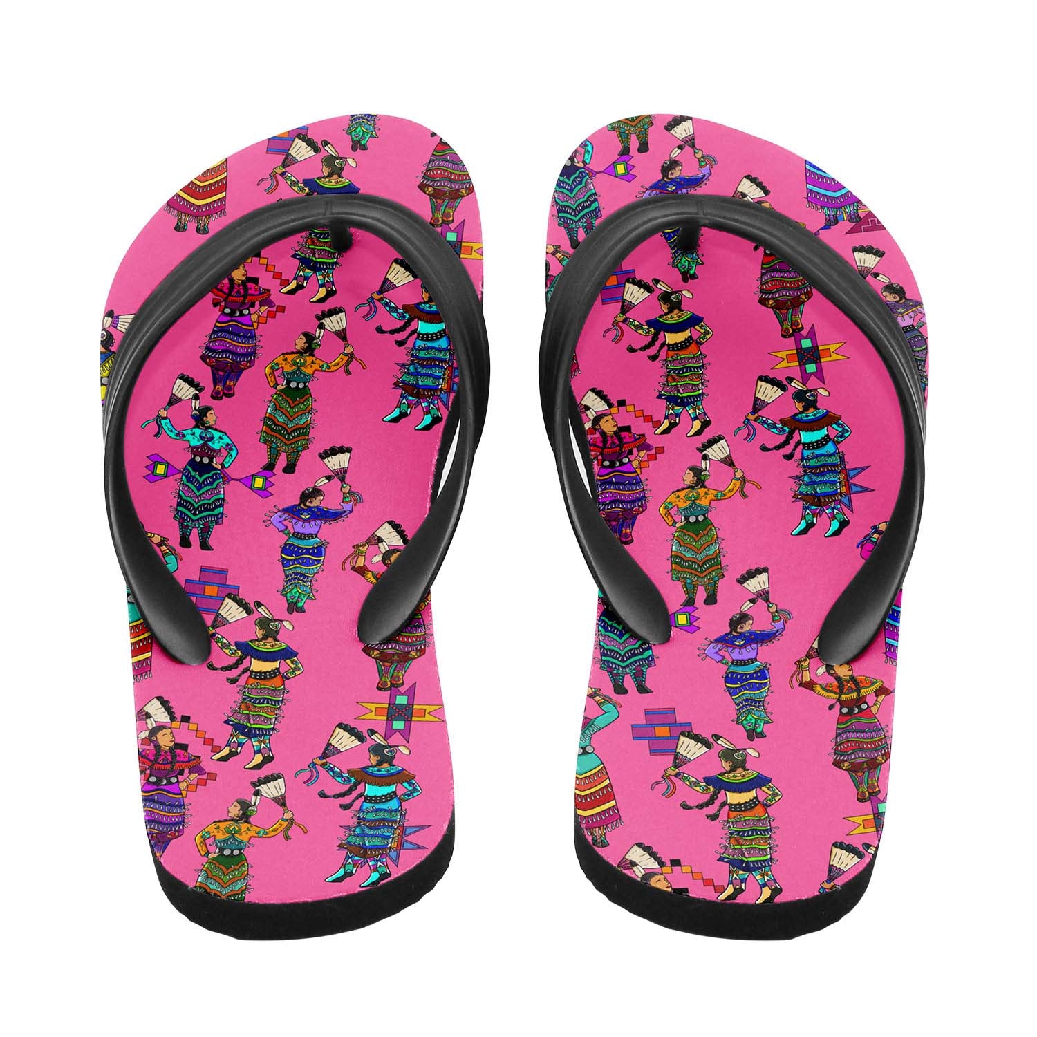 Women's Jingle Dancers Pink Flip Flops