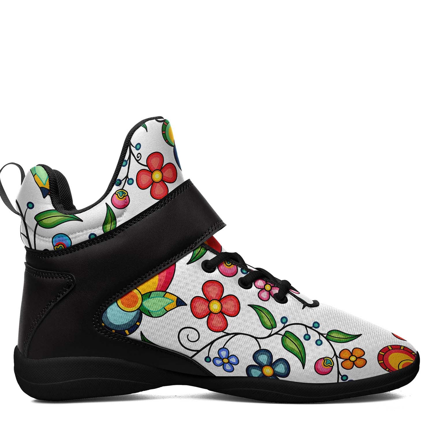 Floral Bounty White Ipottaa Basketball / Sport High Top Shoes - Black Sole