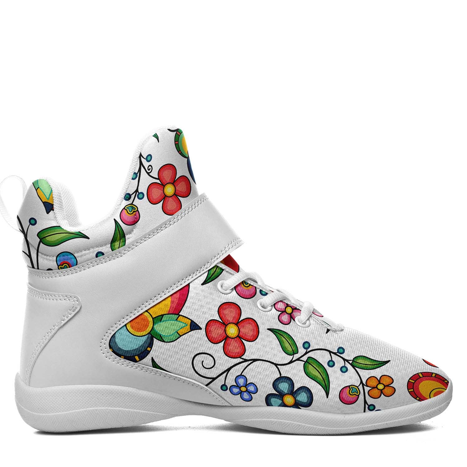 Floral Bounty White Ipottaa Basketball / Sport High Top Shoes - White Sole