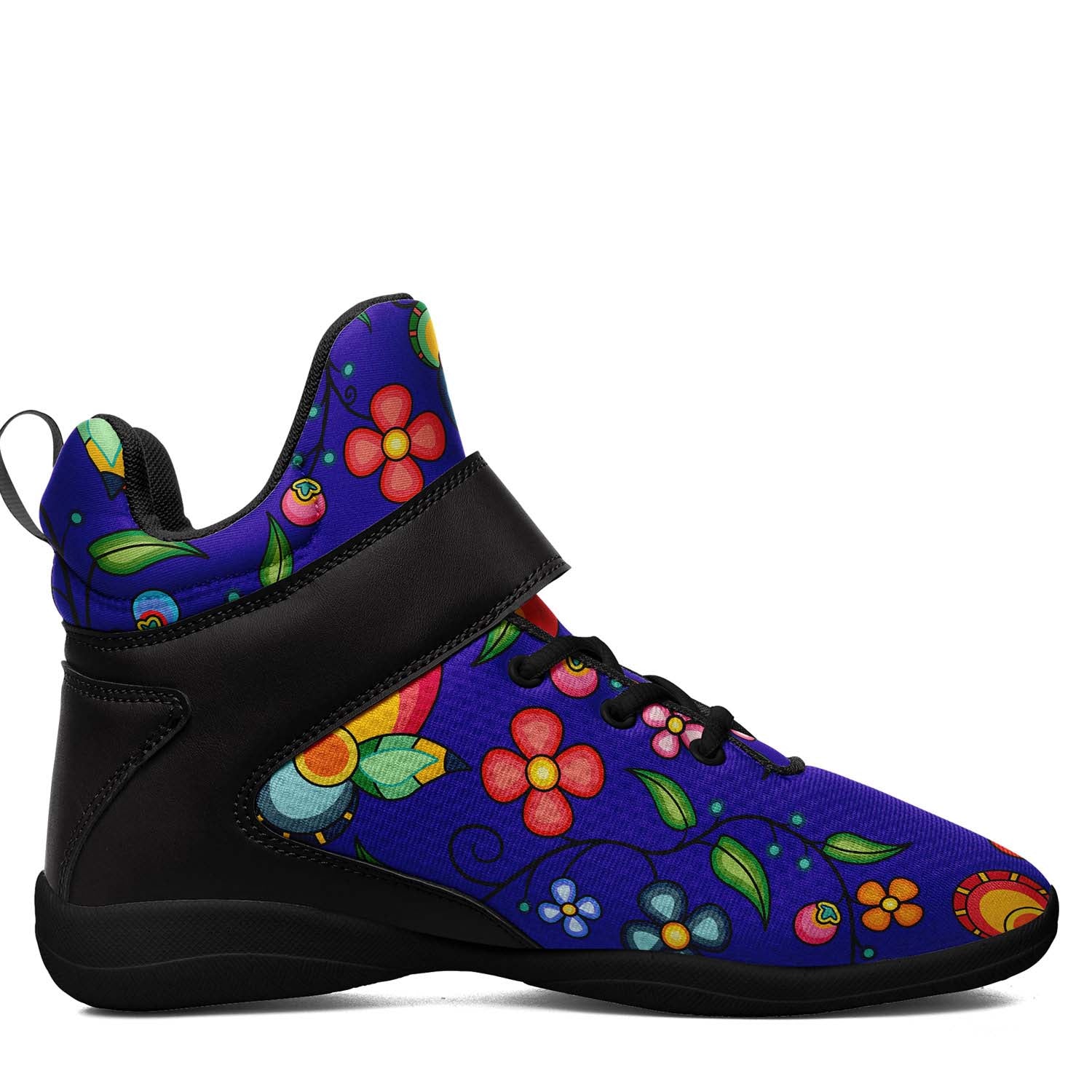 Floral Bounty Blue Ipottaa Basketball / Sport High Top Shoes - Black Sole