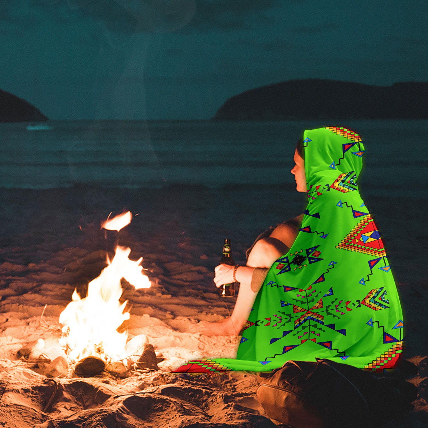 Buffalo Jump Neon Green Hooded Blanket