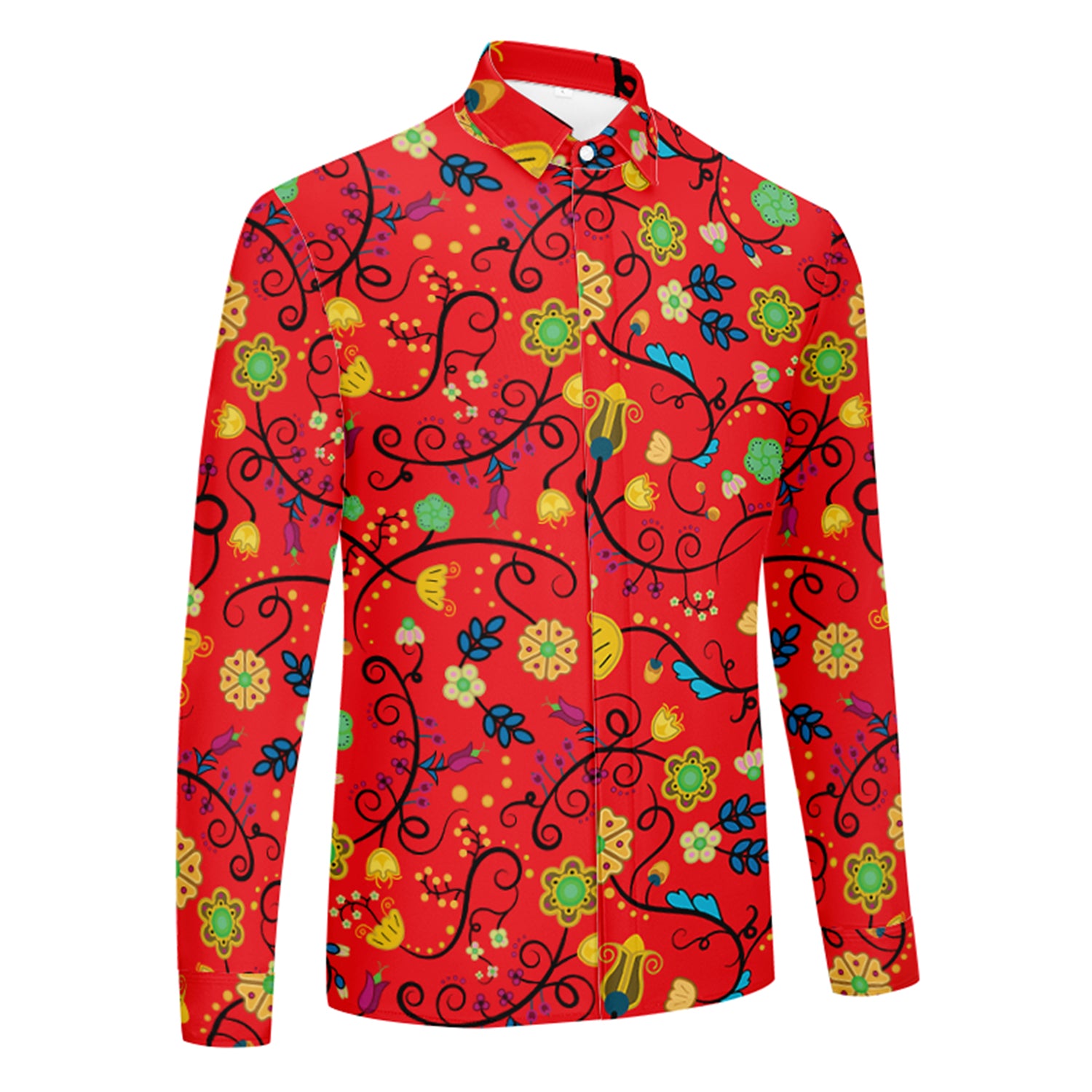 Nipin Blossom Fire Men's Long Sleeve Dress Shirt