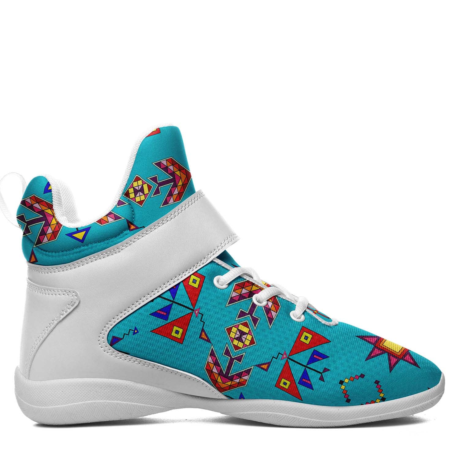 Scattered Generations Turquoise Ipottaa Basketball / Sport High Top Shoes - White Sole