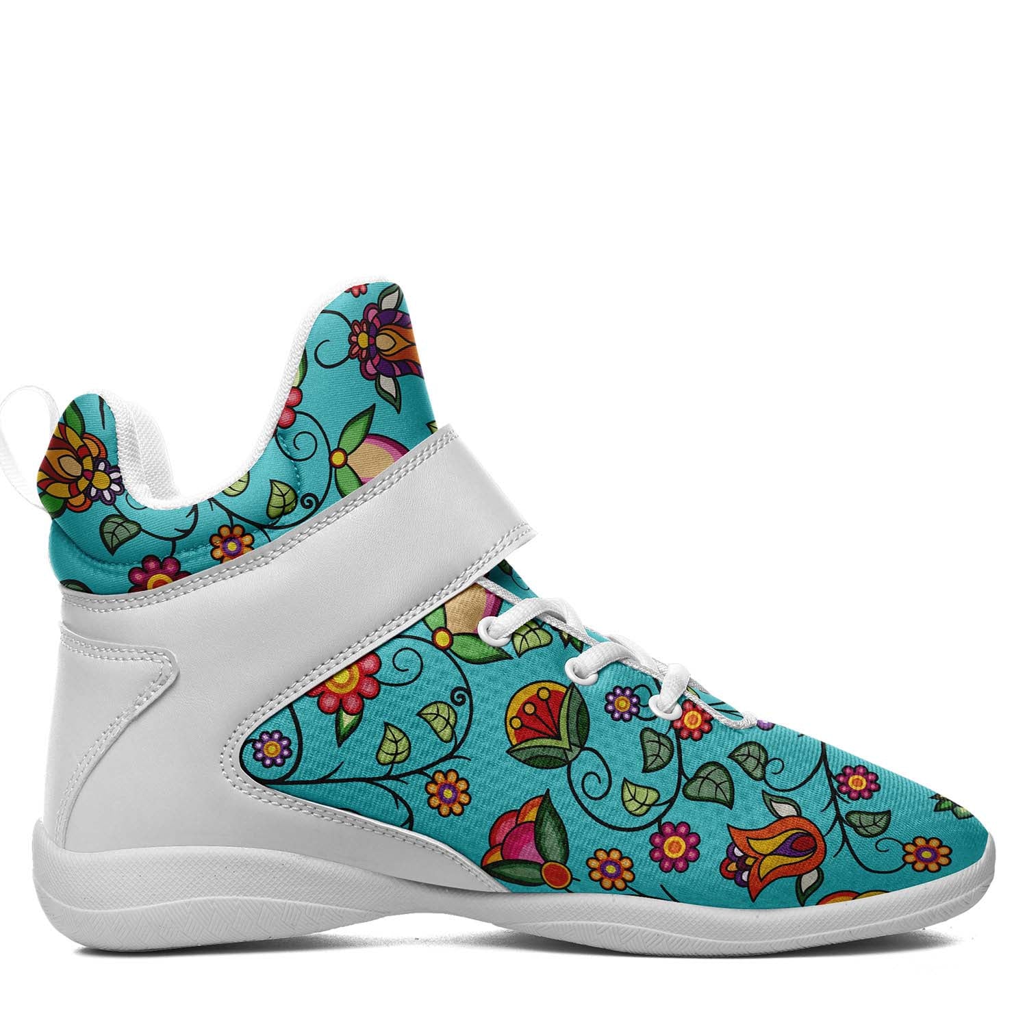 Heartbeat Petals Turquoise Ipottaa Basketball / Sport High Top Shoes - White Sole