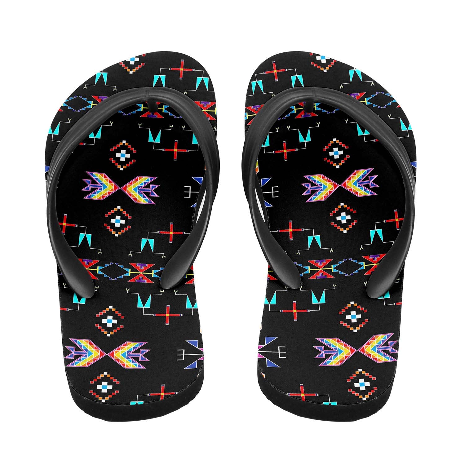 Floral Bounty Black Flip Flops