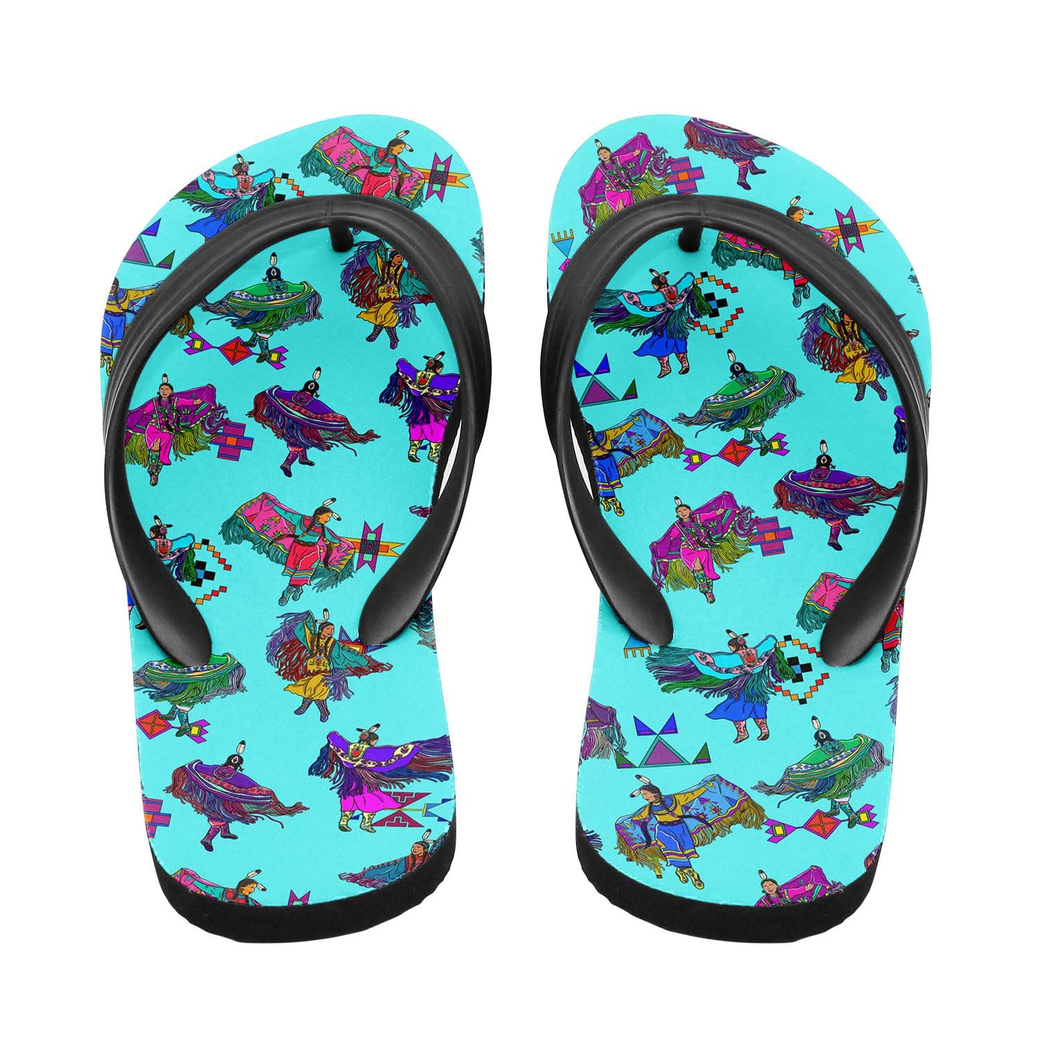 Women's Fancy Dancers Turquoise Flip Flops