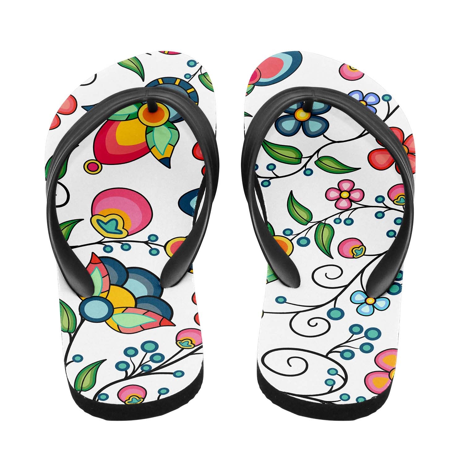 Floral Bounty White Flip Flops