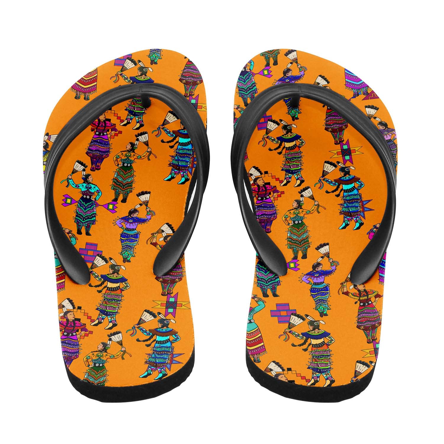 Women's Jingle Dancers Orange Flip Flops