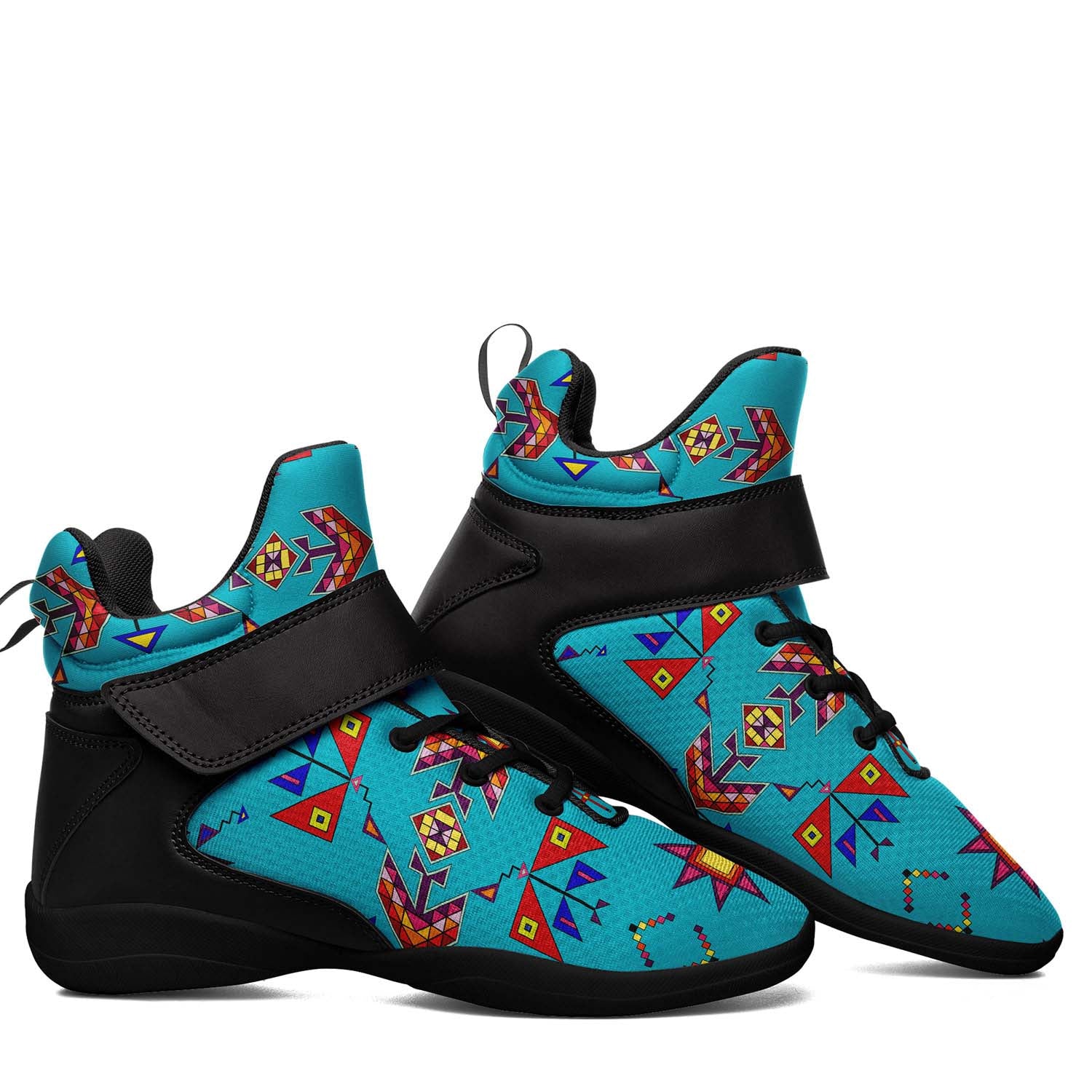 Scattered Generations Turquoise Ipottaa Basketball / Sport High Top Shoes - Black Sole
