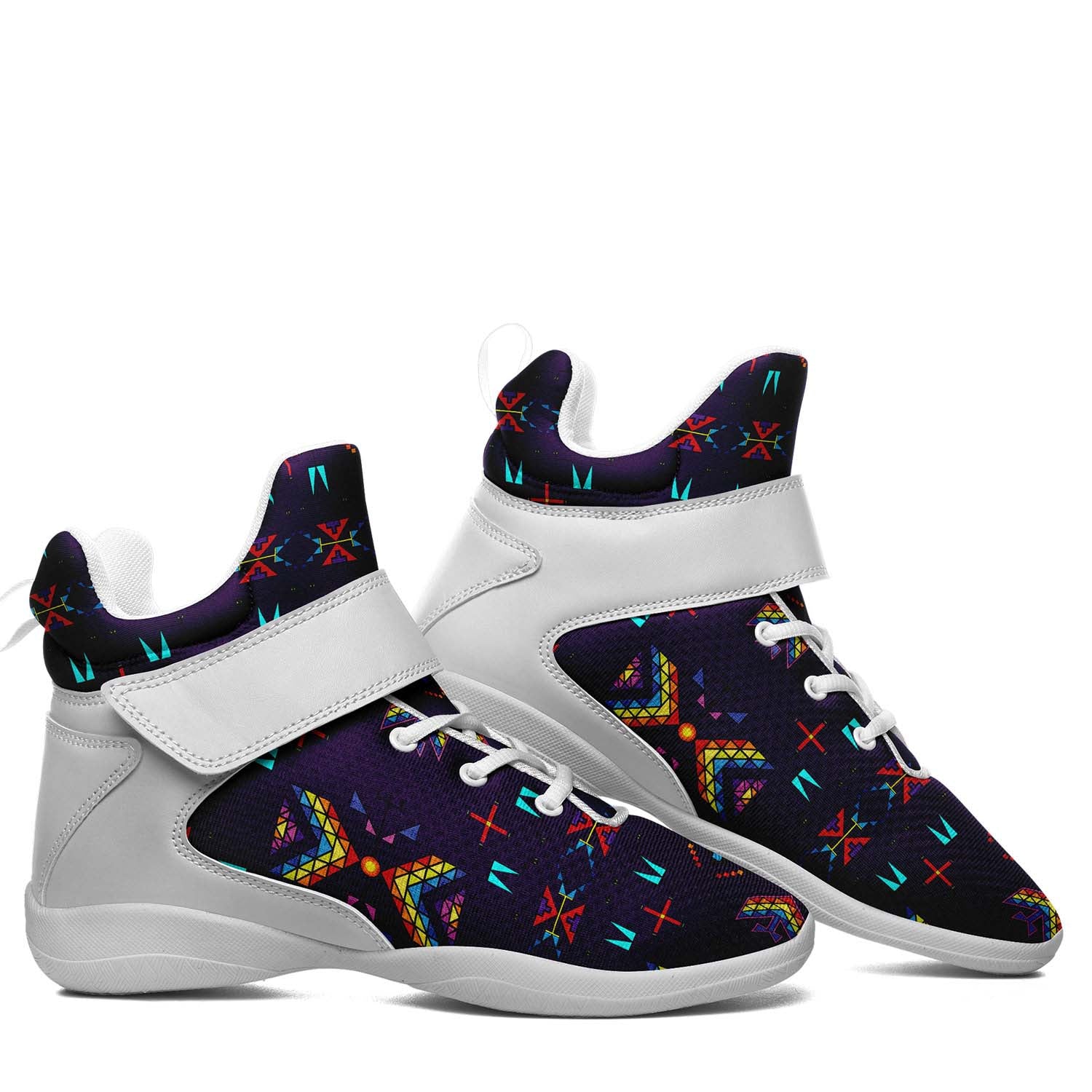 Rainy Chief Rainbow Dark Purple Ipottaa Basketball / Sport High Top Shoes - White Sole