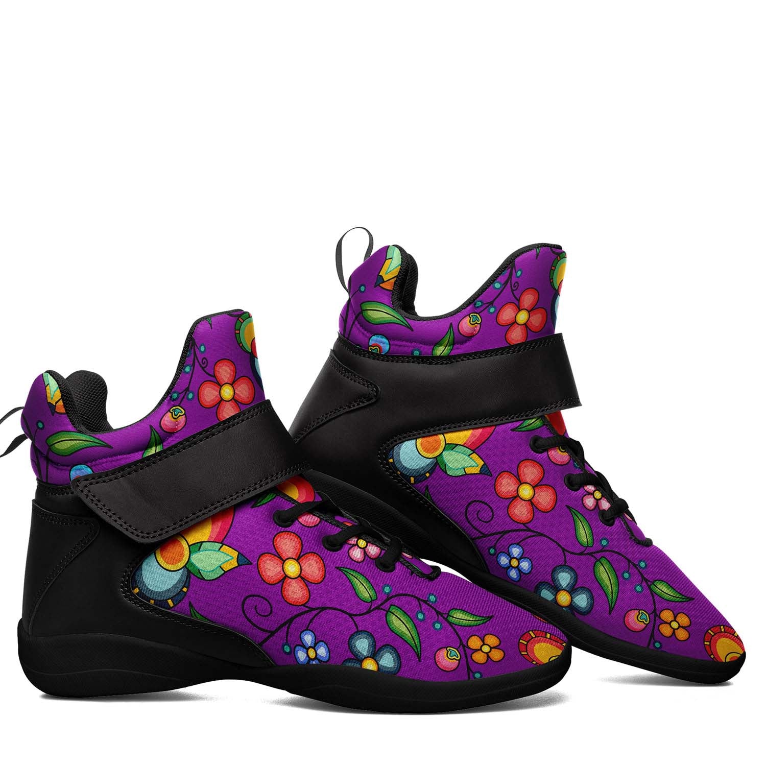 Floral Bounty Purple Ipottaa Basketball / Sport High Top Shoes - Black Sole