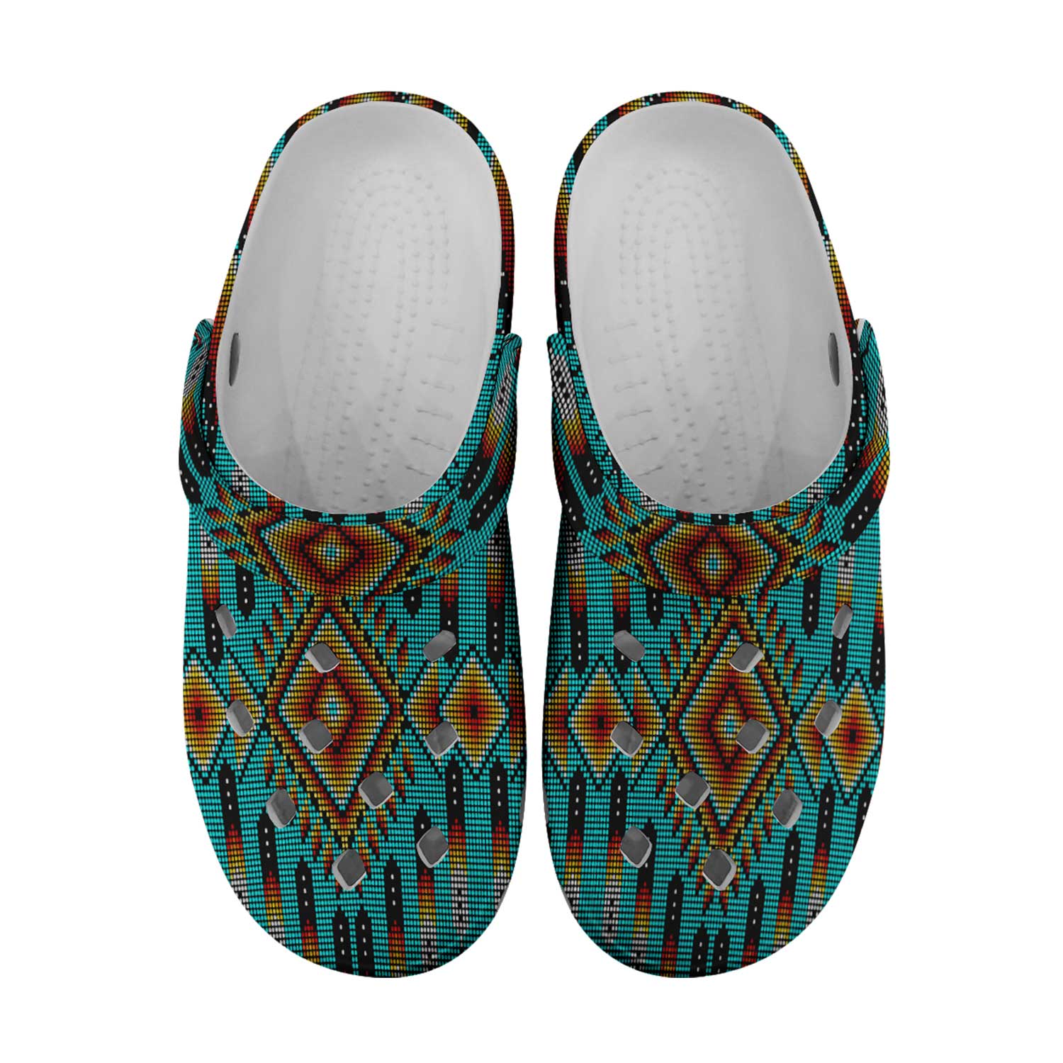 Fire Feather Turquoise Muddies Unisex Clog Shoes
