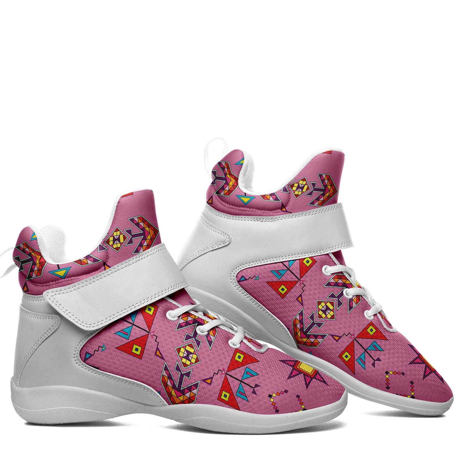Scattered Generations Pink Ipottaa Basketball / Sport High Top Shoes - White Sole