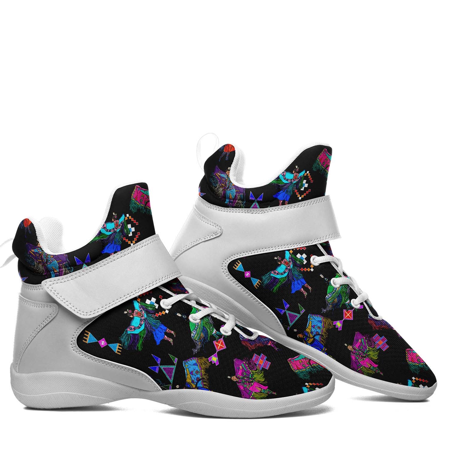 Women's Fancy Dancers Black Ipottaa Basketball / Sport High Top Shoes - White Sole