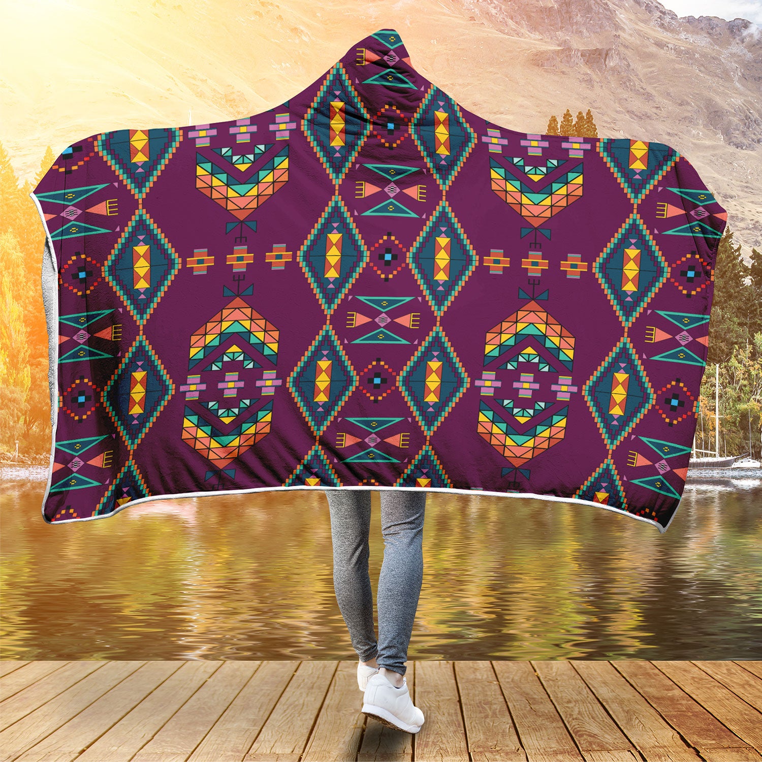 Travois Tipi Berry Hooded Blanket