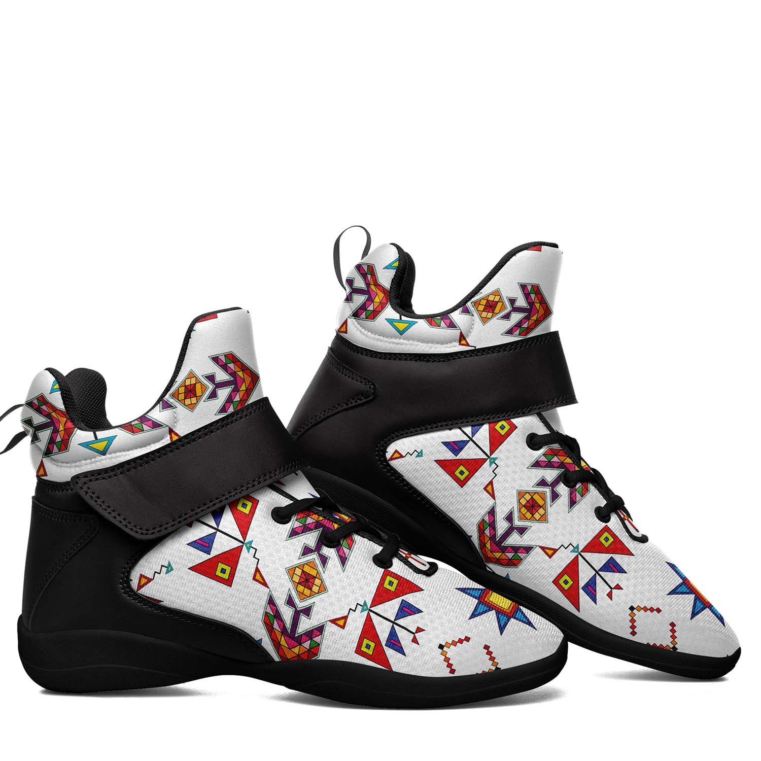 Scattered Generations White Ipottaa Basketball / Sport High Top Shoes - Black Sole