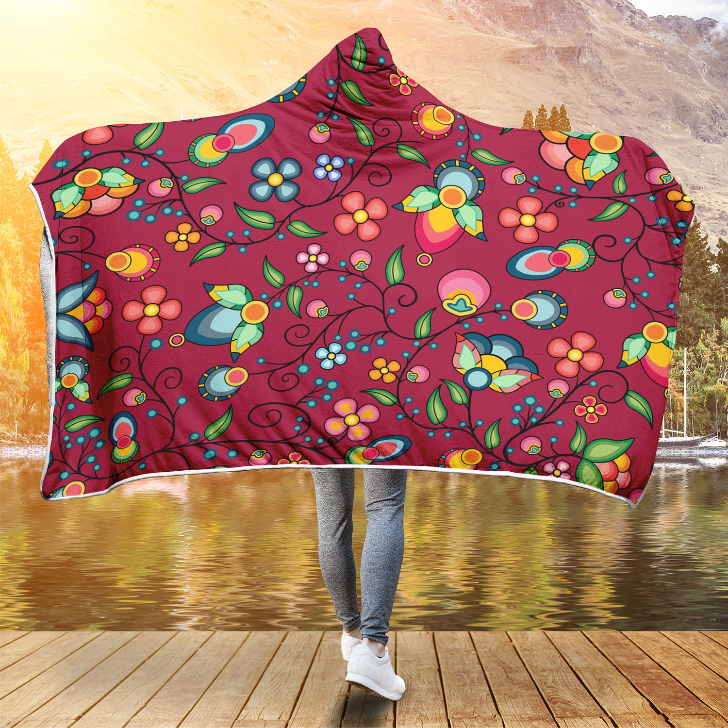 Floral Bounty Magenta Hooded Blanket