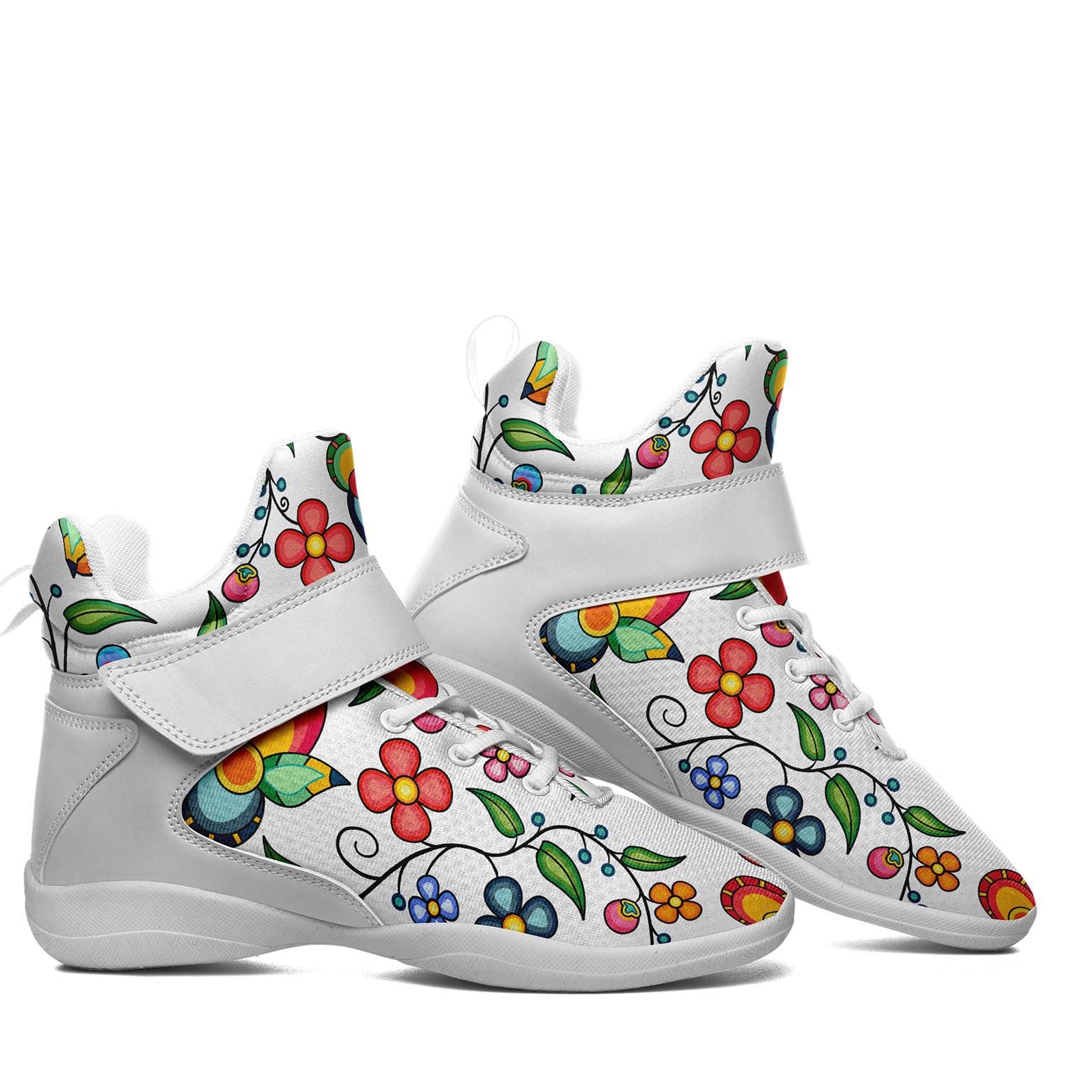 Floral Bounty White Ipottaa Basketball / Sport High Top Shoes - White Sole