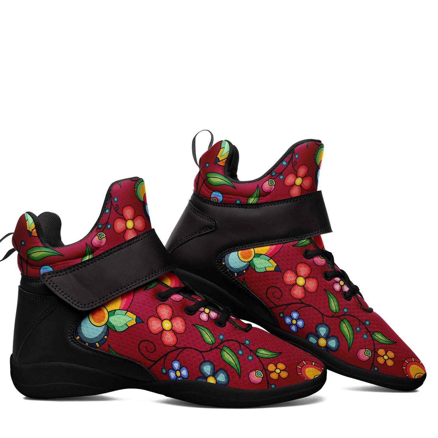 Floral Bounty Magenta Ipottaa Basketball / Sport High Top Shoes - Black Sole