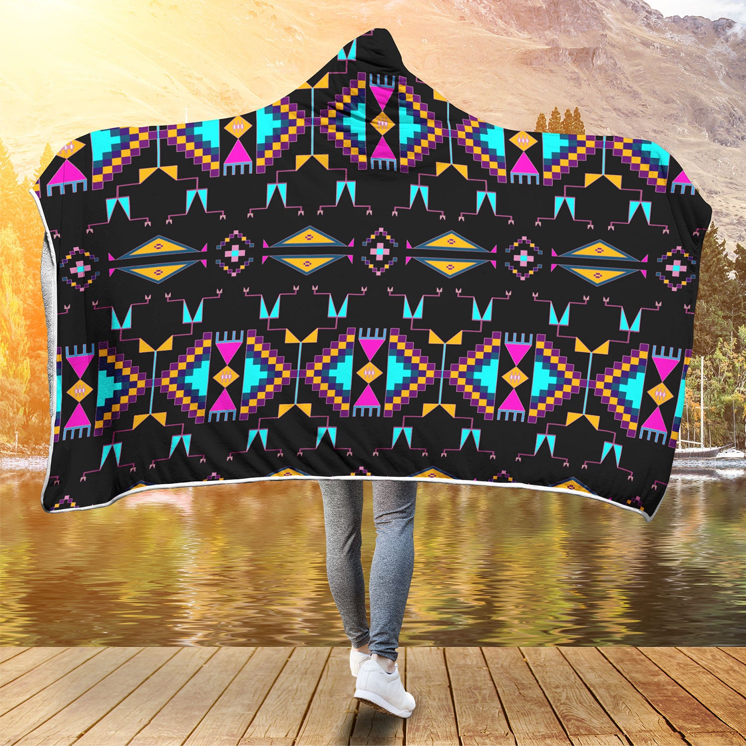 Rite of Passage Black Hooded Blanket